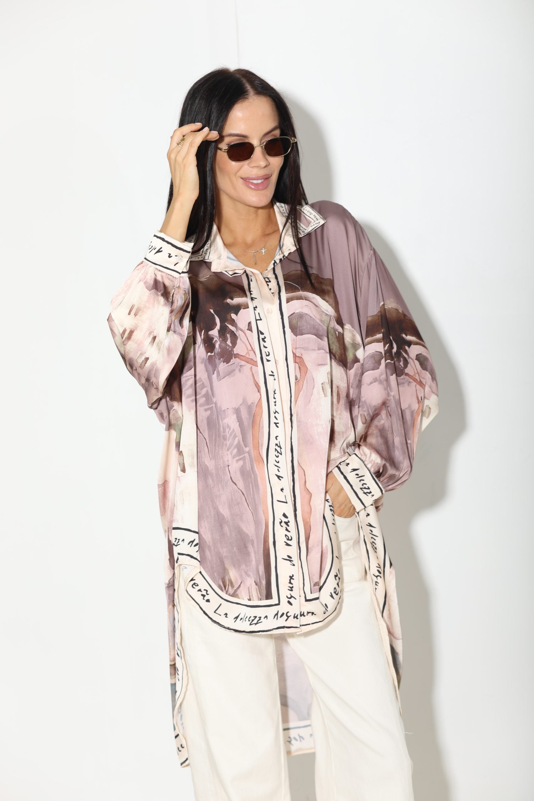 Violets 'Glezna' blūze/krekls ar garu mugurpusi - 16128