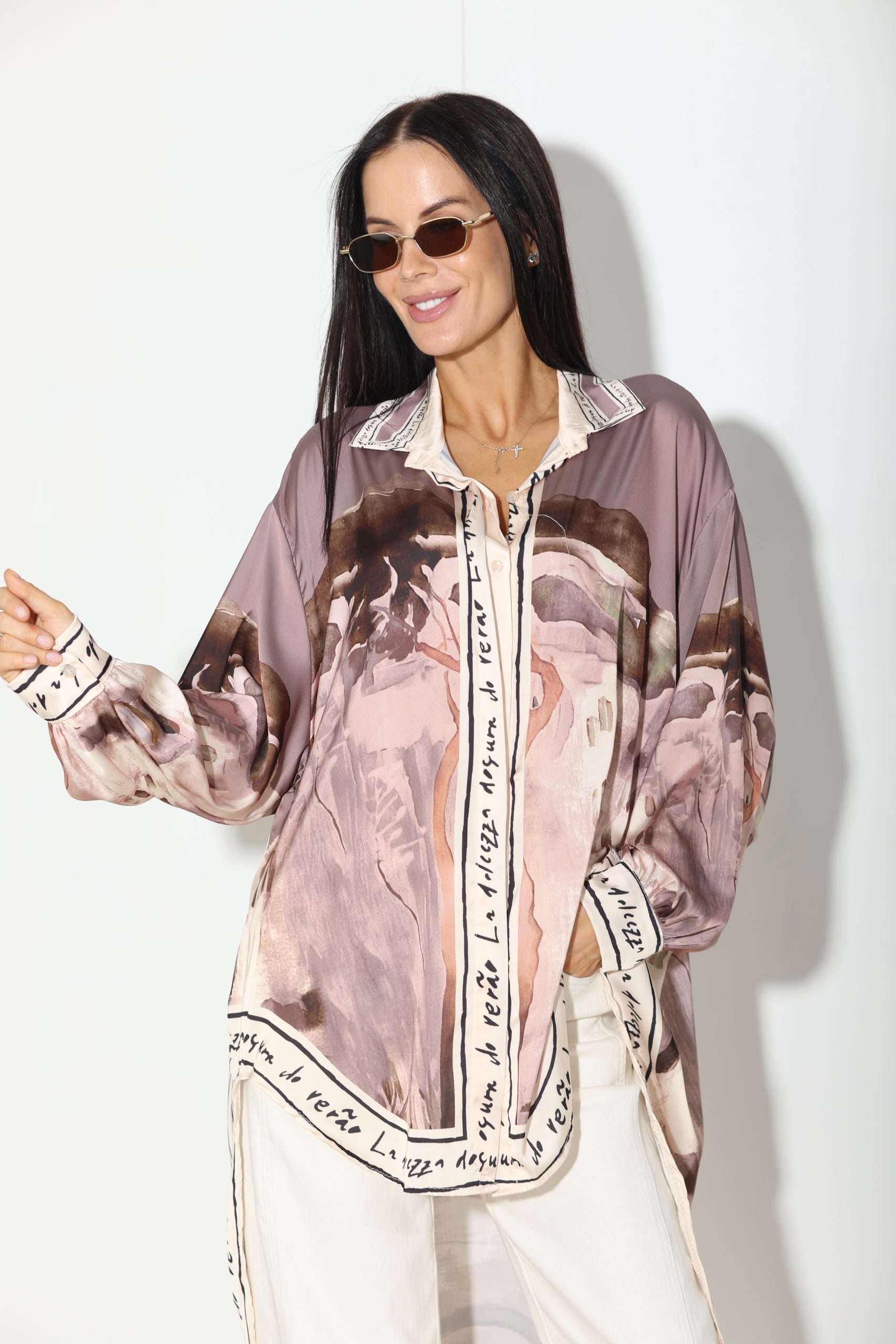 Violets 'Glezna' blūze/krekls ar garu mugurpusi - 16128