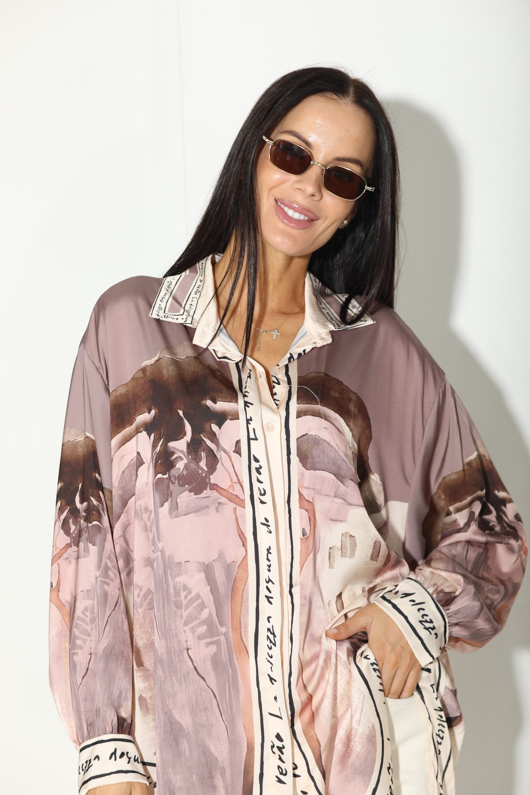 Violets 'Glezna' blūze/krekls ar garu mugurpusi - 16128