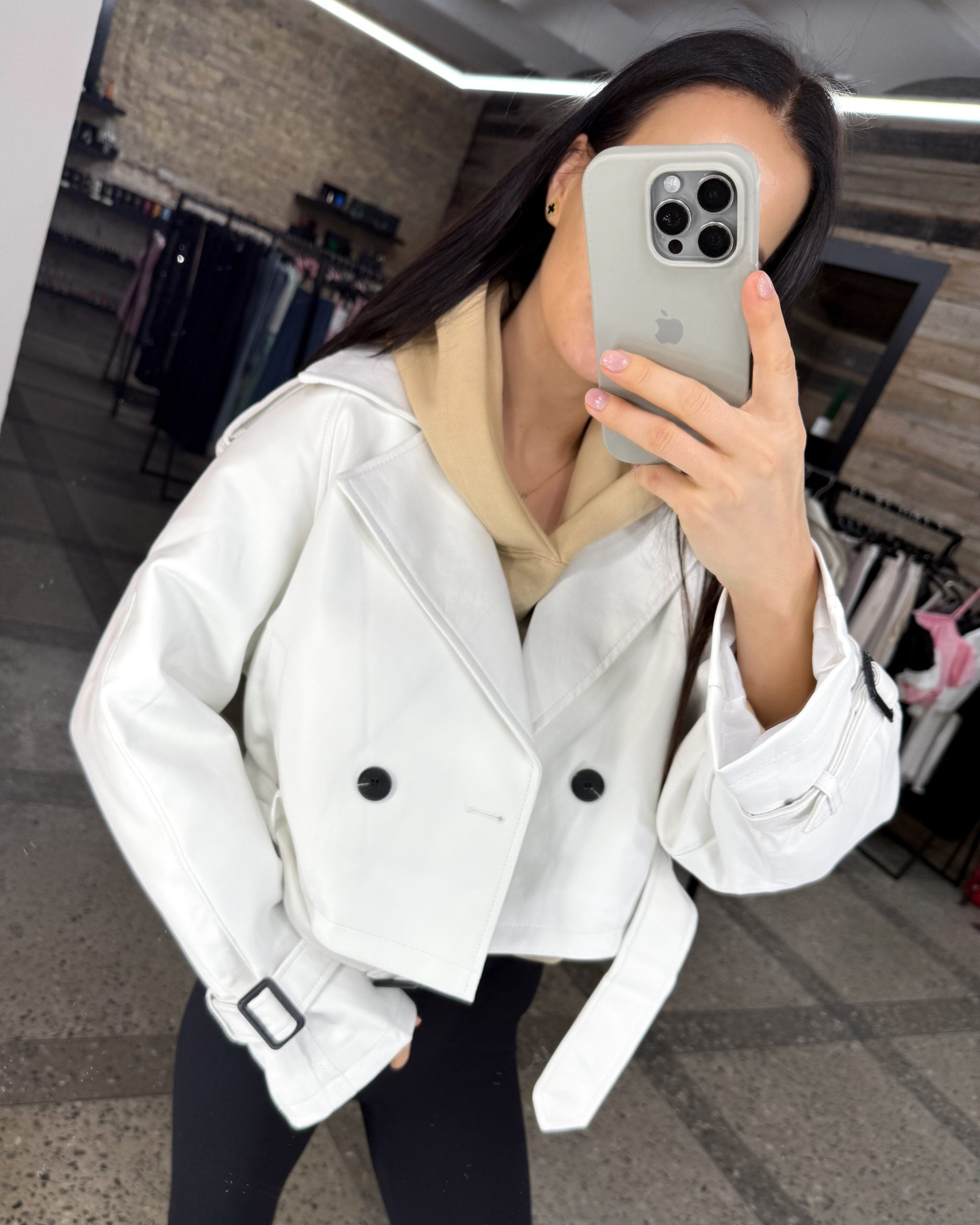 Balta, īsa eco ādas jaka - 14471