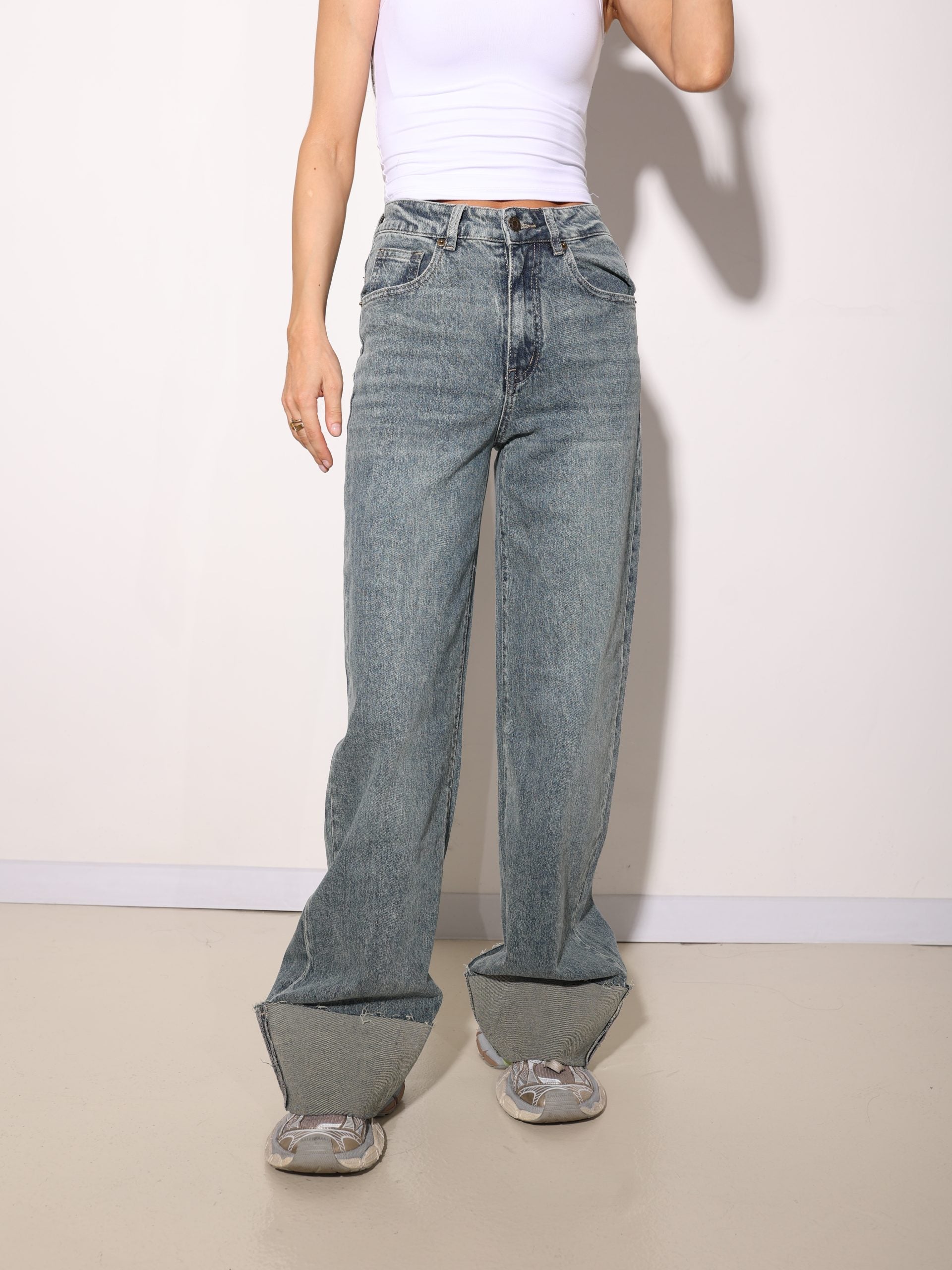 Zilas džinsa bikses ar 11cm atloku, Laulia firmas - 16019