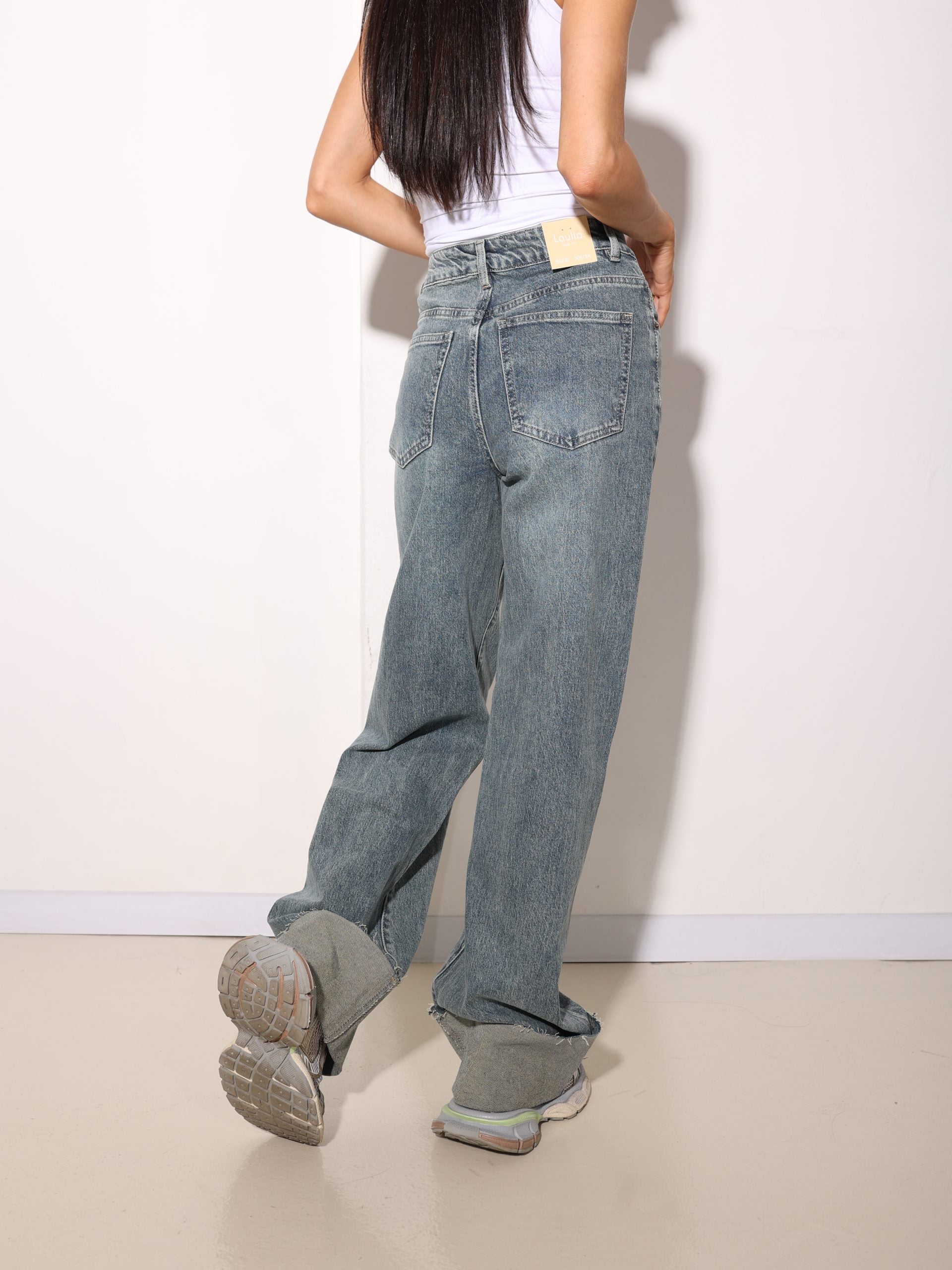 Zilas džinsa bikses ar 11cm atloku, Laulia firmas - 16019