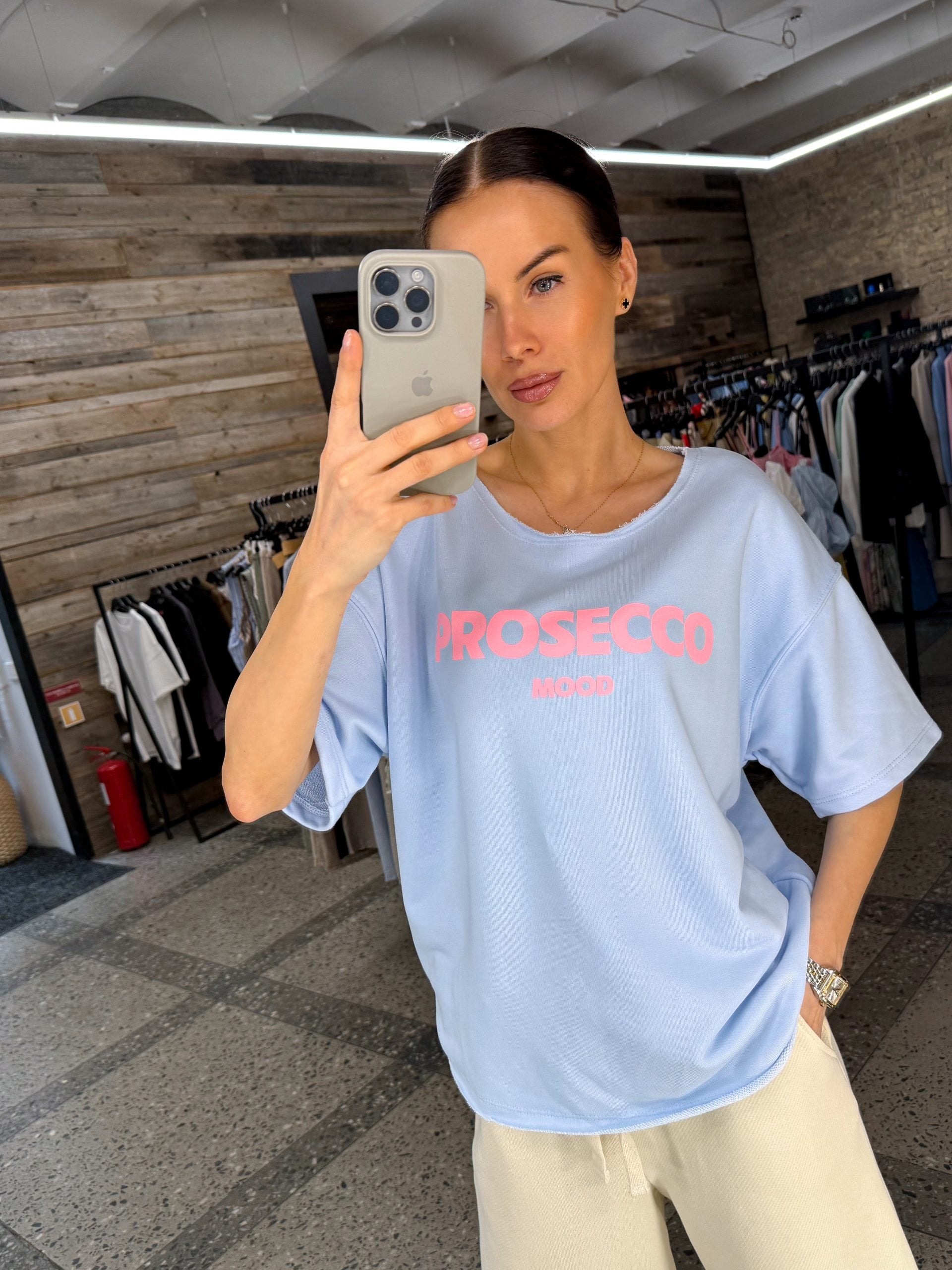 Zils "Prosecco" cilpiņtrikotāšas tops - 14569