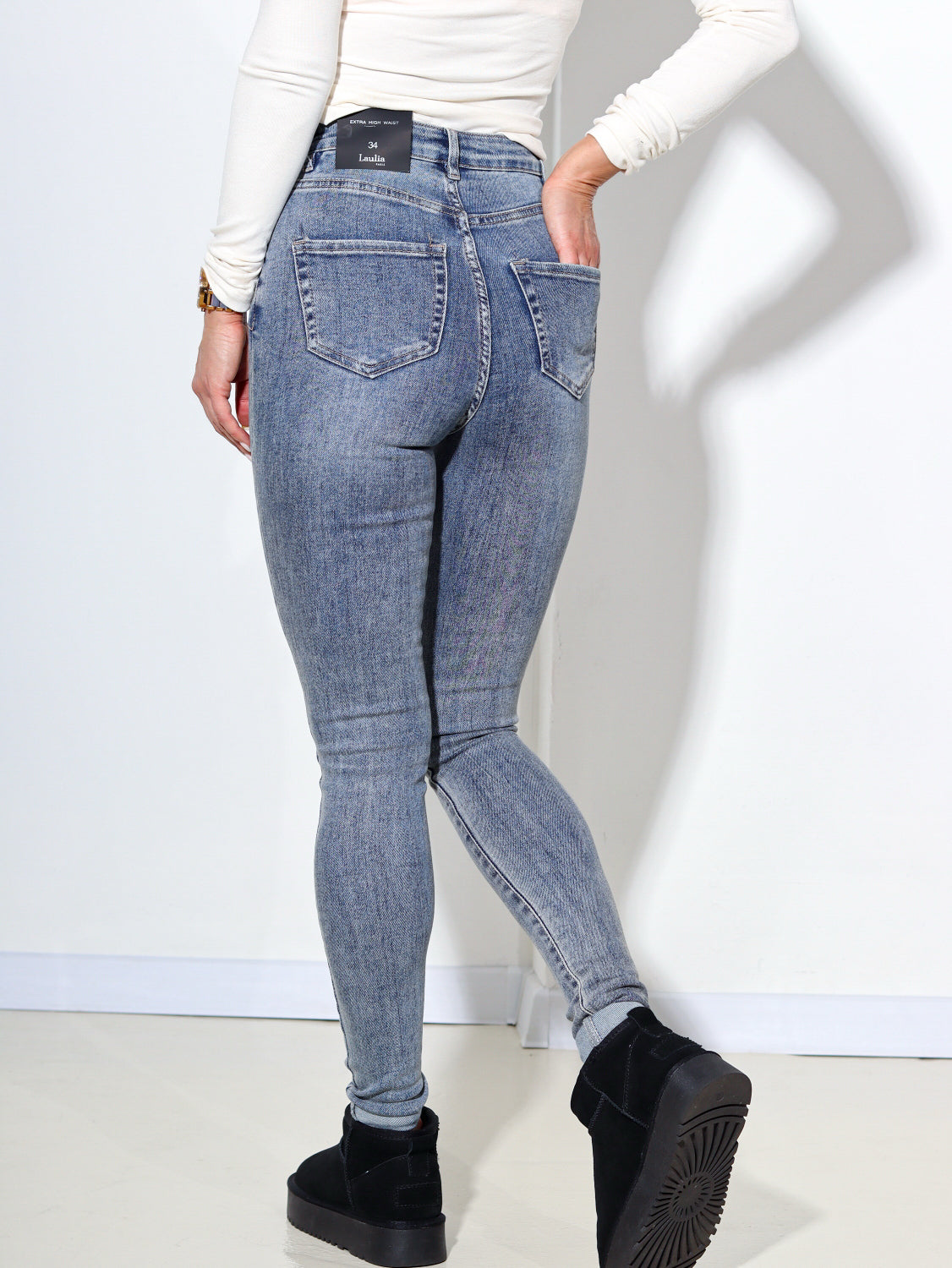 Zilas džinsa bikses ,,Extra High Waist'' - 13866