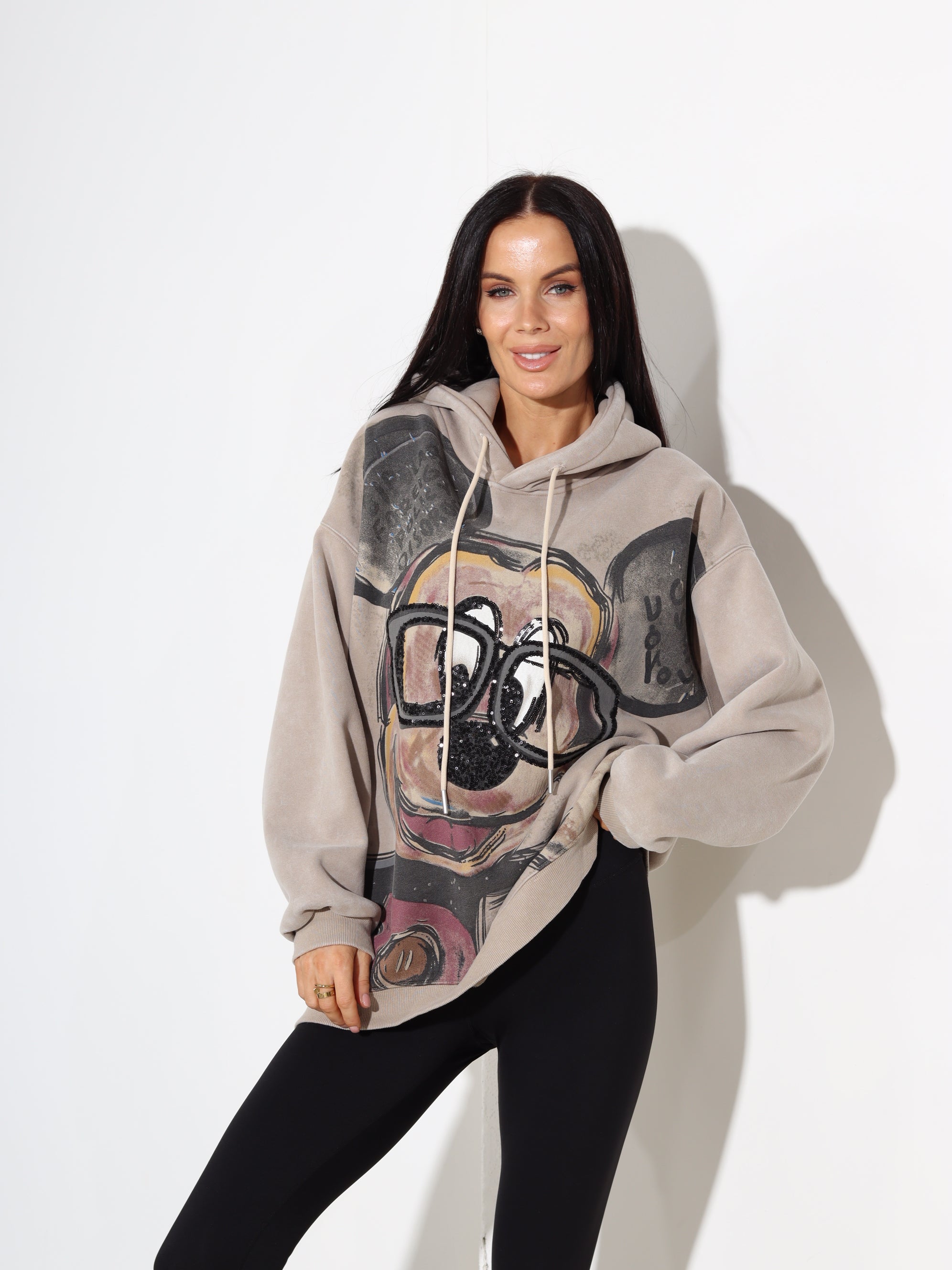 Bēšs džemperis/hūdijs ar "Mickey" - 17866