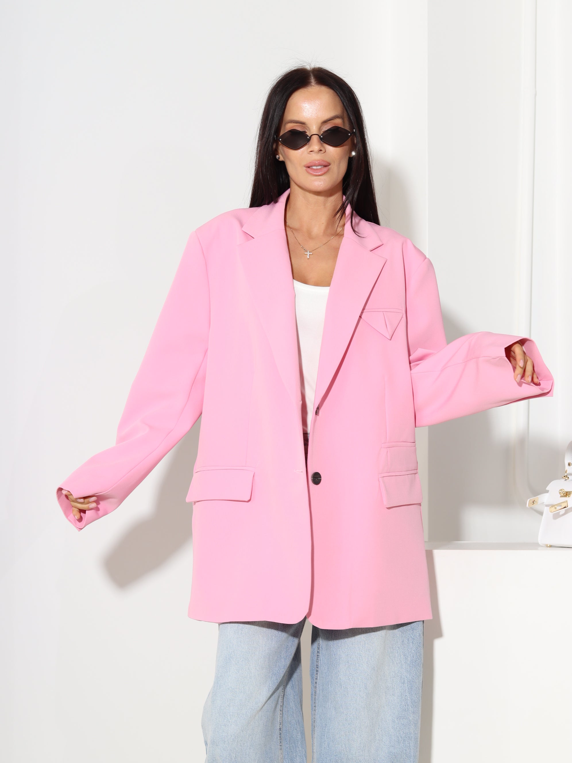 Rozā žakete brīvā piegrieznē 'Košums' - 18590