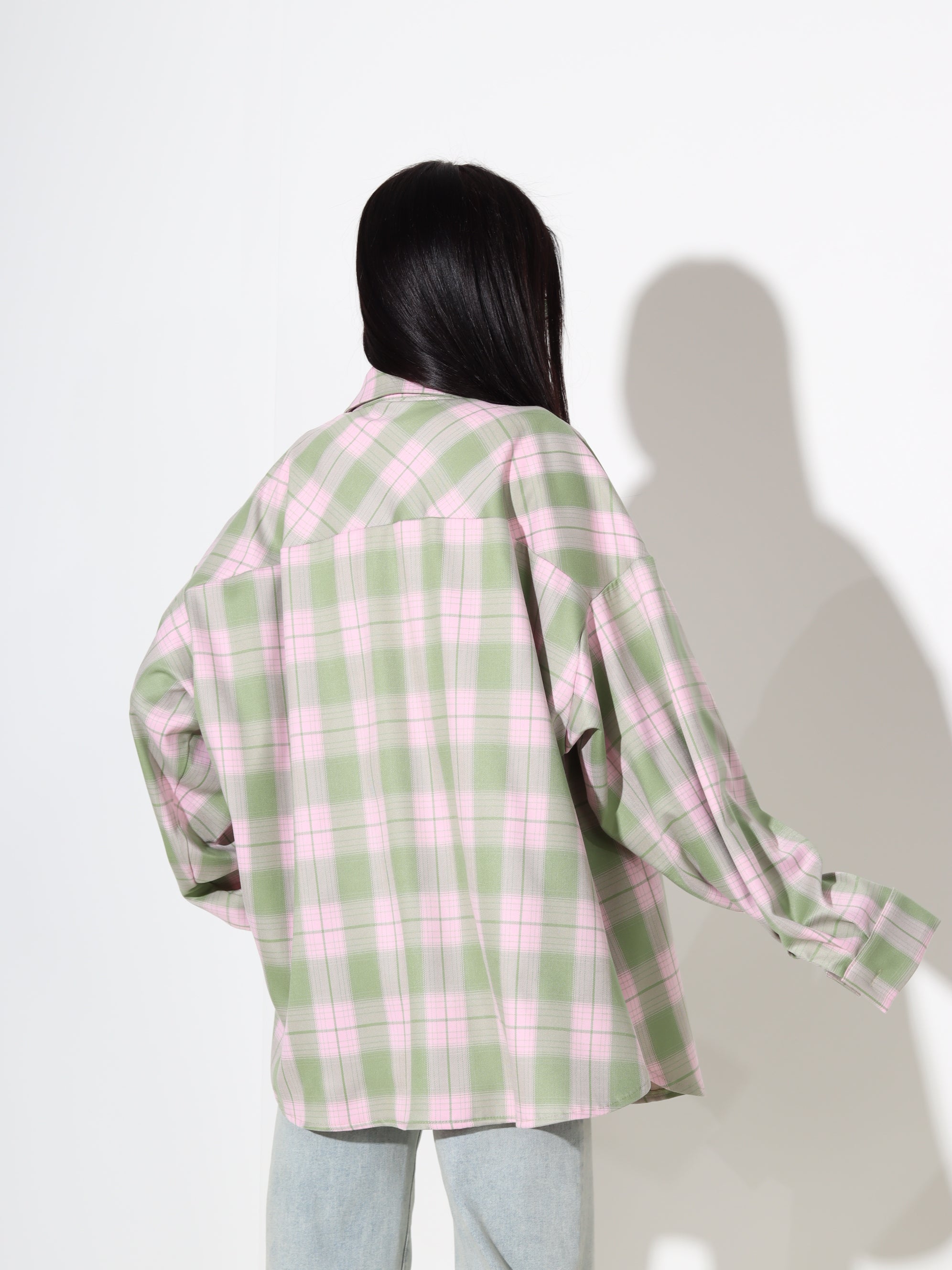 Zaļas+ rozā rūtiņas krekls 'LUX' – 18102