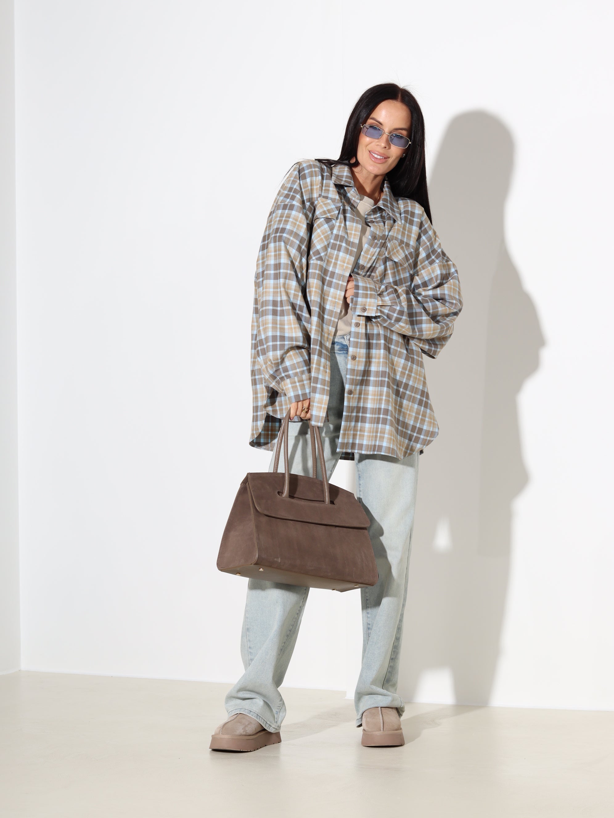 Zilas+ brūnas rūtiņas kreklid 'LUX' – 18100