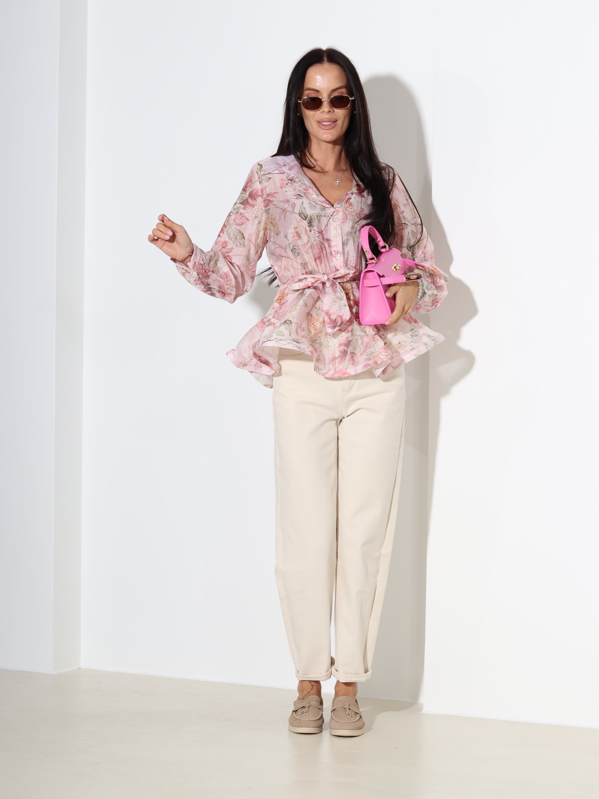 Rozā blūze 'Rozīte' ar volāniņu gurnu daļā - 18338