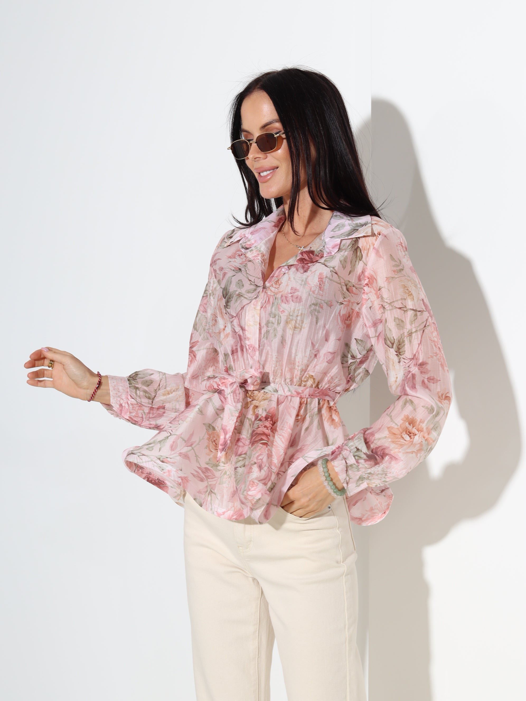 Rozā blūze 'Rozīte' ar volāniņu gurnu daļā - 18338