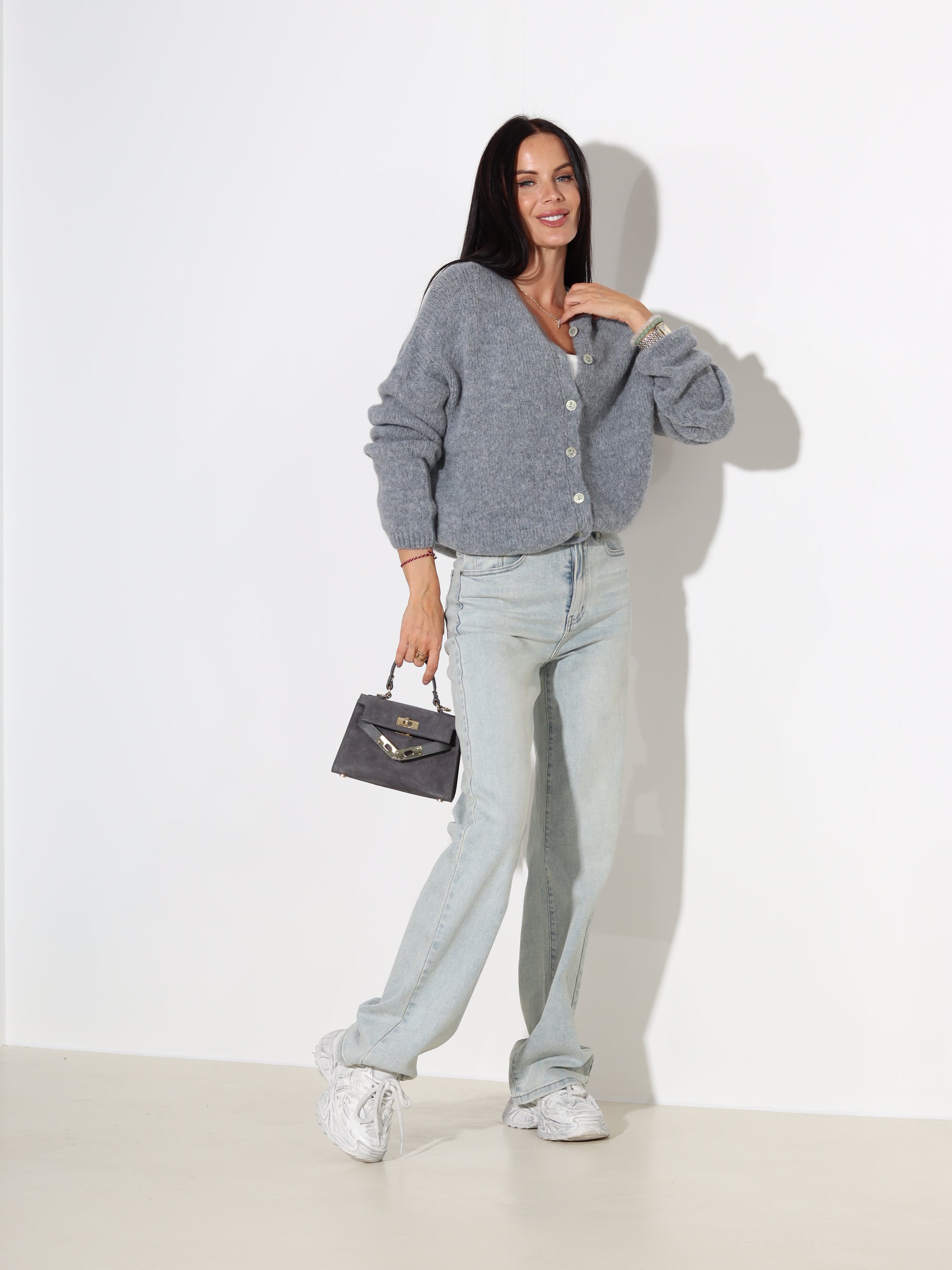 Tumši pelēka jaka ar pogu aizdari - 18117