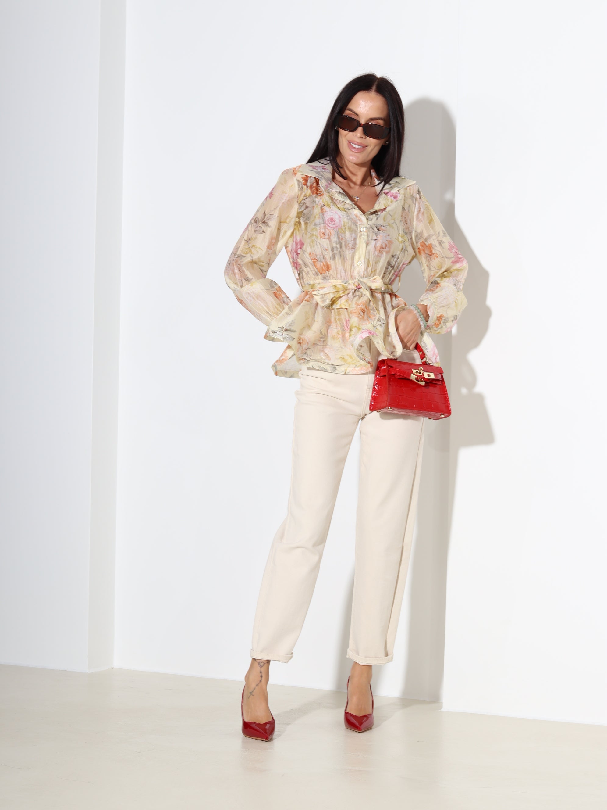 Dzeltena blūze 'Rozīte' ar volāniņu gurnu daļā - 18339