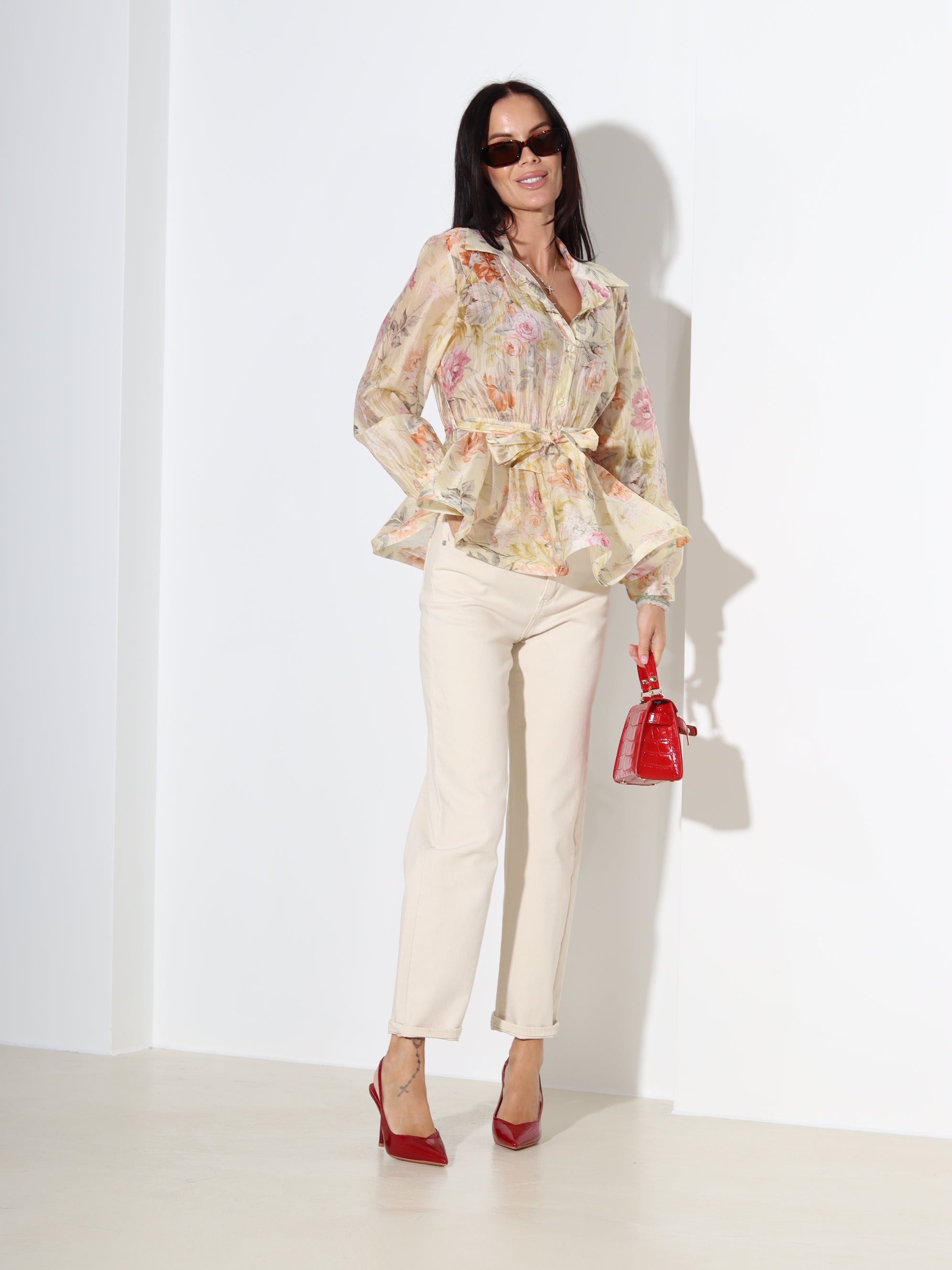 Dzeltena blūze 'Rozīte' ar volāniņu gurnu daļā - 18339