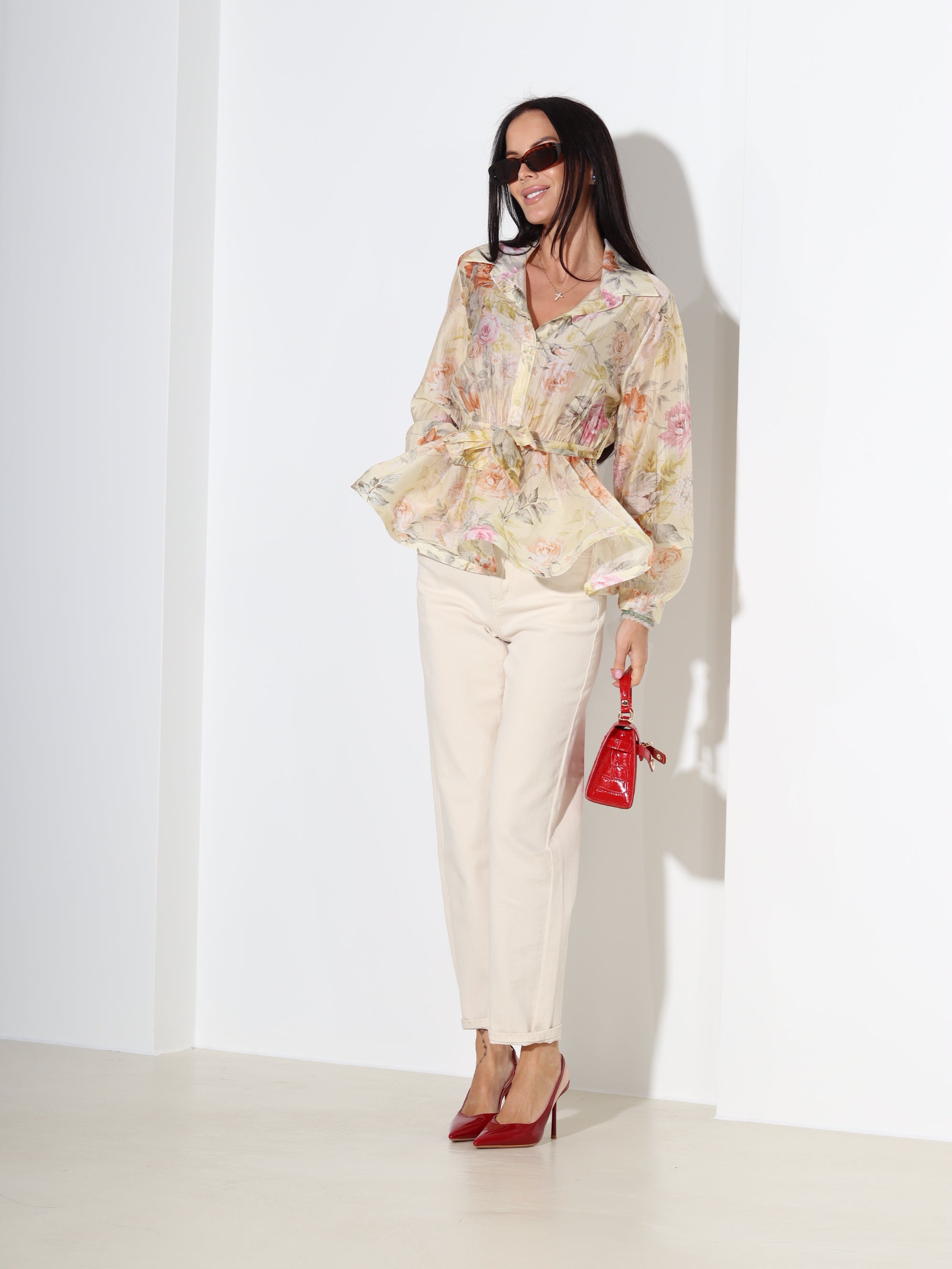 Dzeltena blūze 'Rozīte' ar volāniņu gurnu daļā - 18339