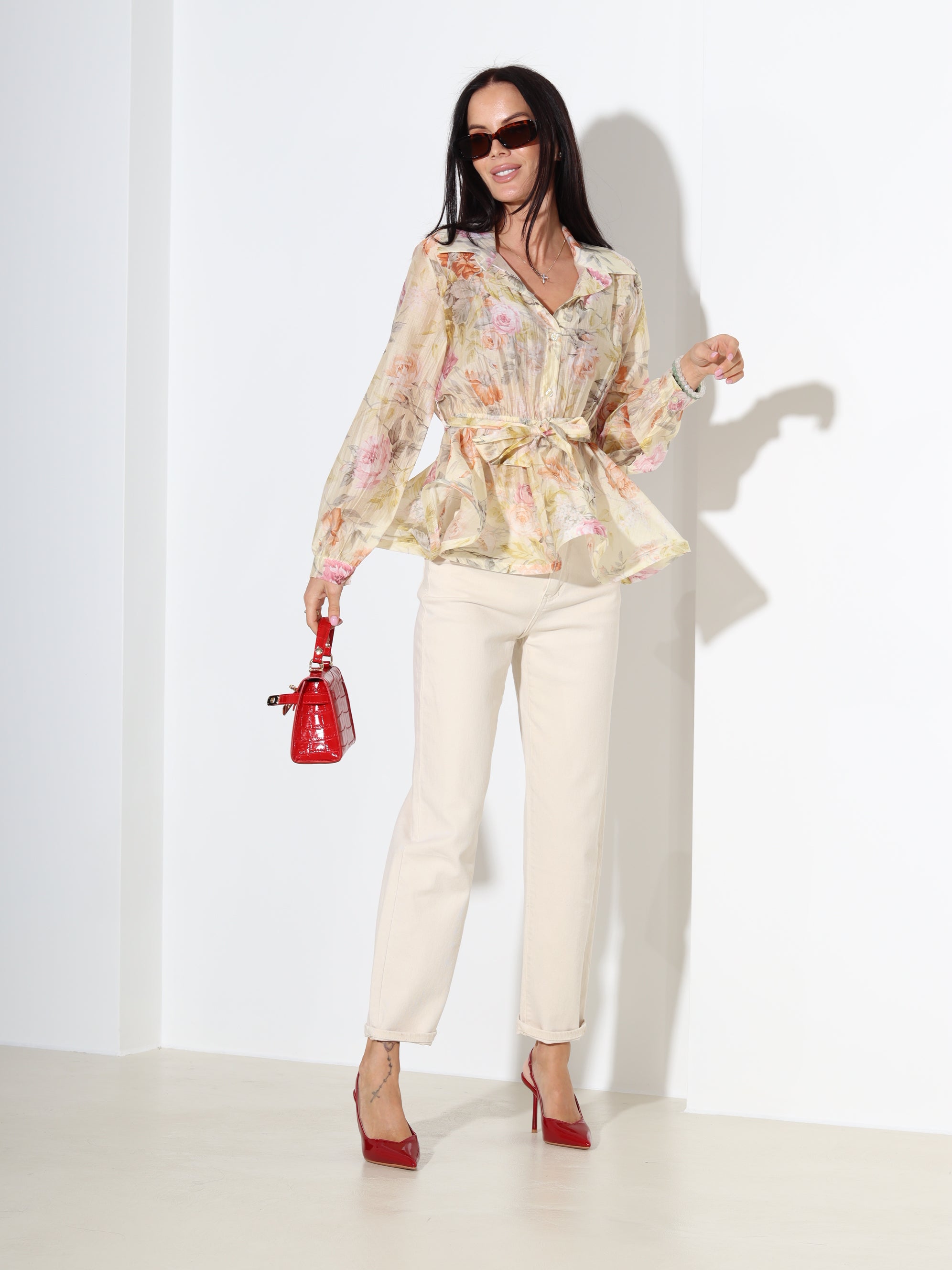 Dzeltena blūze 'Rozīte' ar volāniņu gurnu daļā - 18339