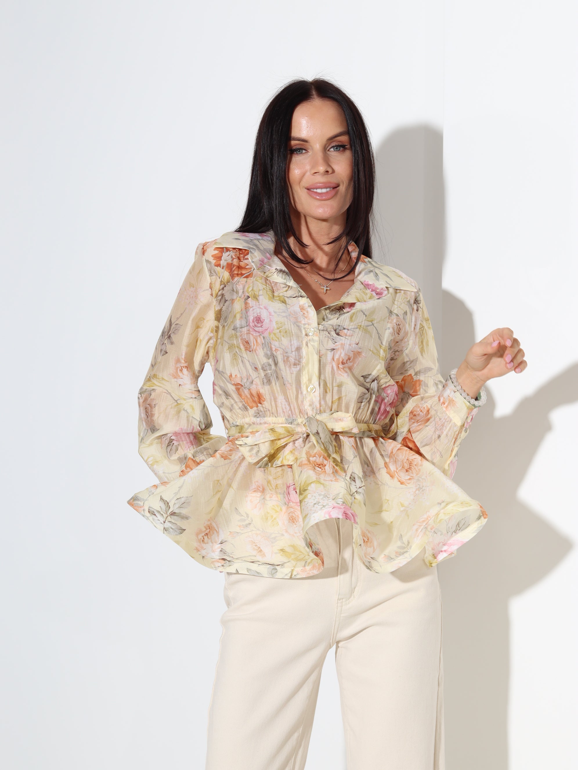 Dzeltena blūze 'Rozīte' ar volāniņu gurnu daļā - 18339