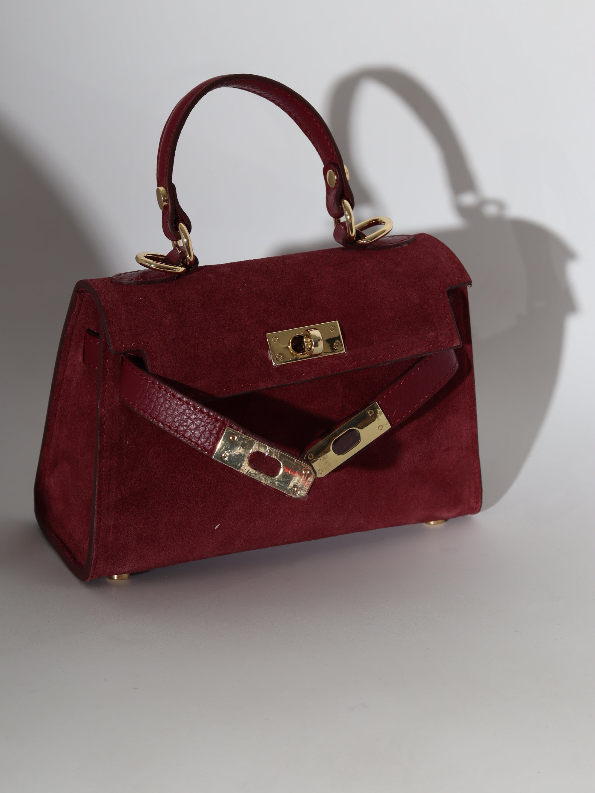 Bordo zamšādas soma "Mini klasika" - 18363