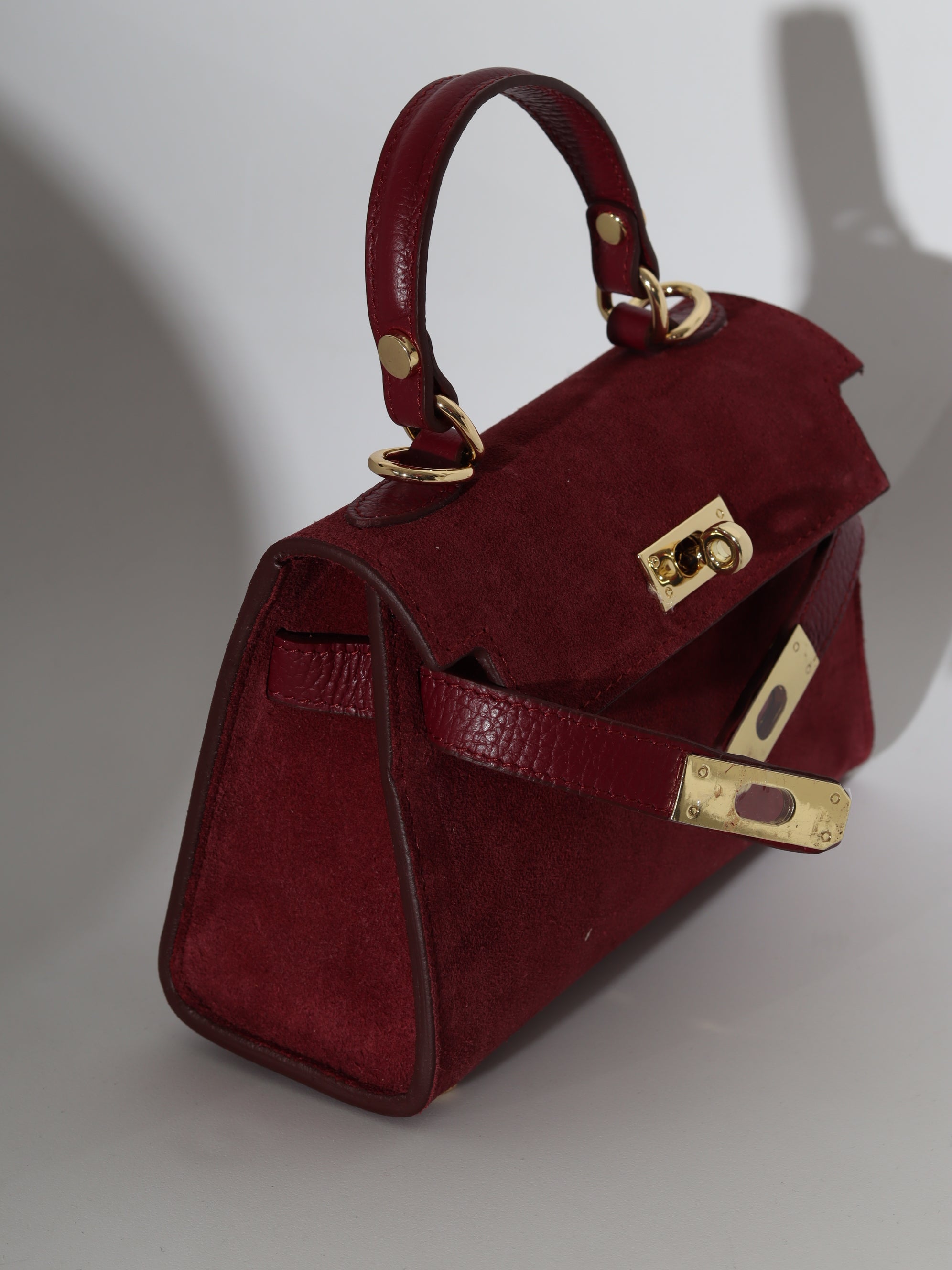 Bordo zamšādas soma "Mini klasika" - 18363