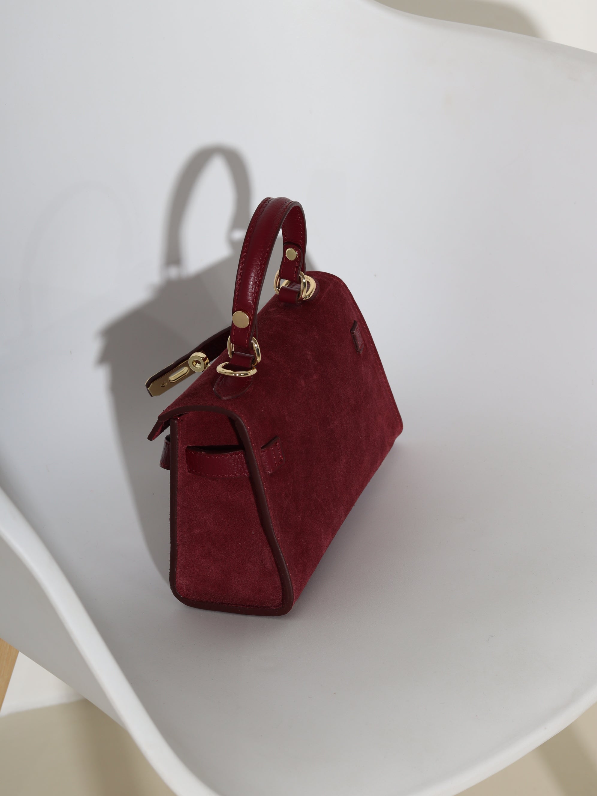 Bordo zamšādas soma "Mini klasika" - 18363