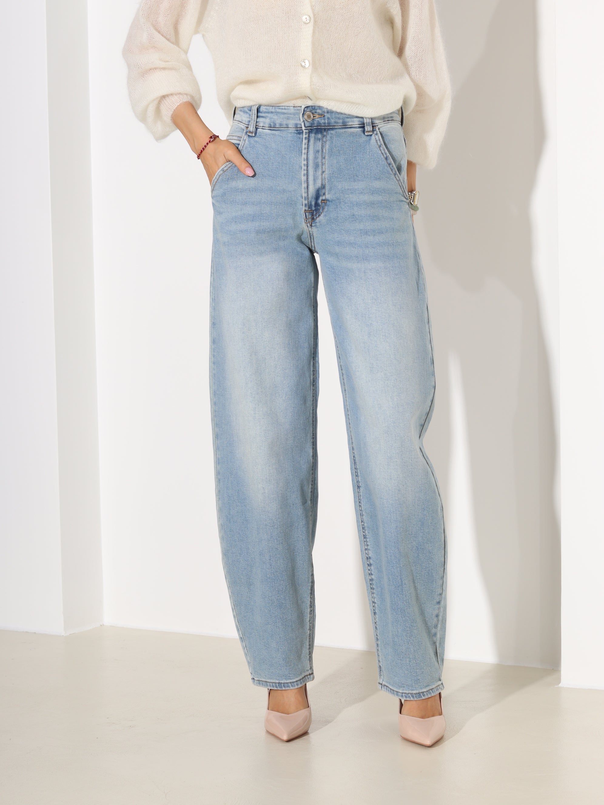 Zila džinsa bikses 'Balloon' ar slīpu kabatas piegriezni - 18603