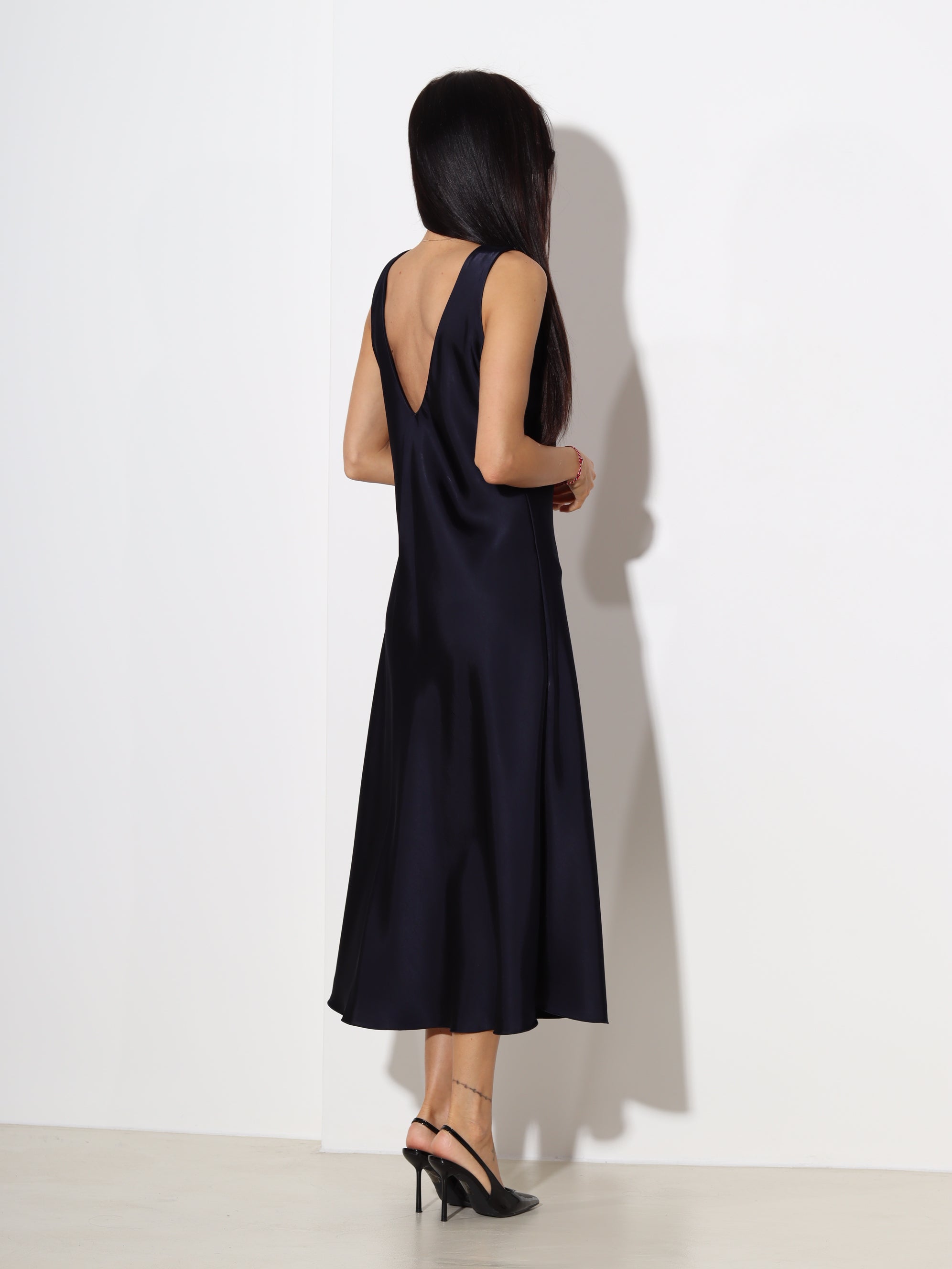 Zila midi kleita ,,Satin slip'' - 19639