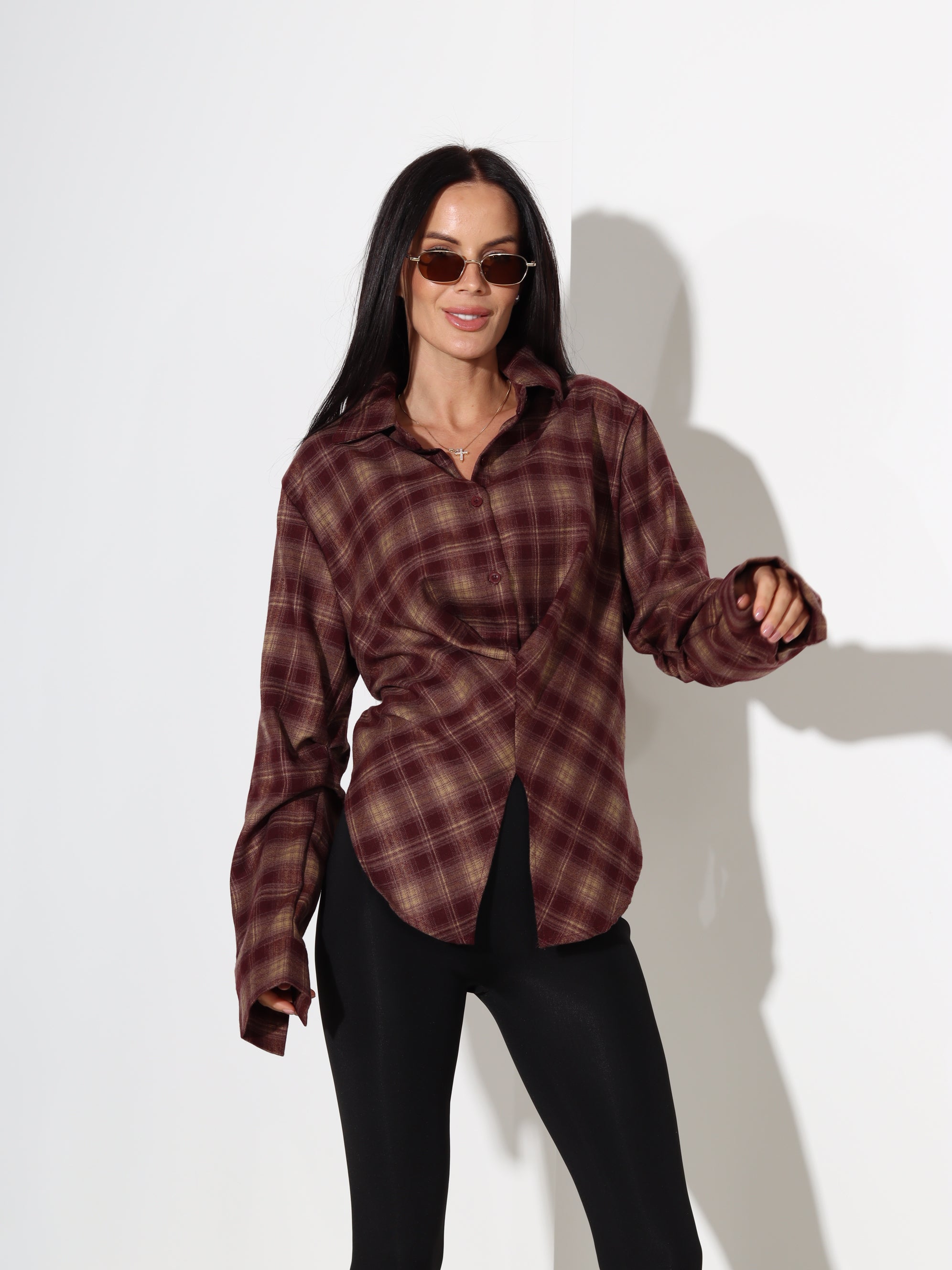 Bordo rūtains krekls, sienama muguras daļa - 18148