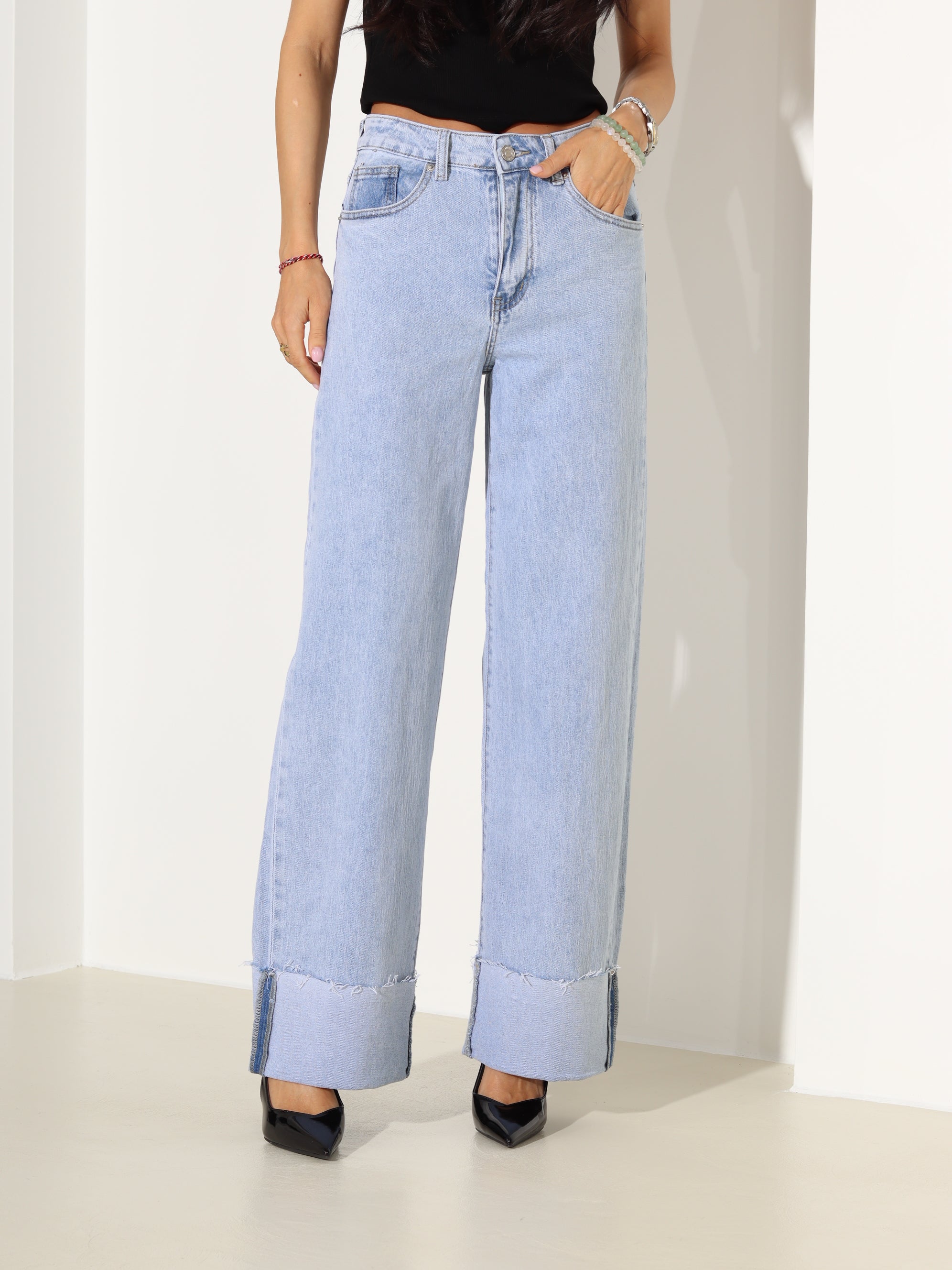 Gaiši zilas "Laulia" džinsa bikses "Dad fit" - 18357