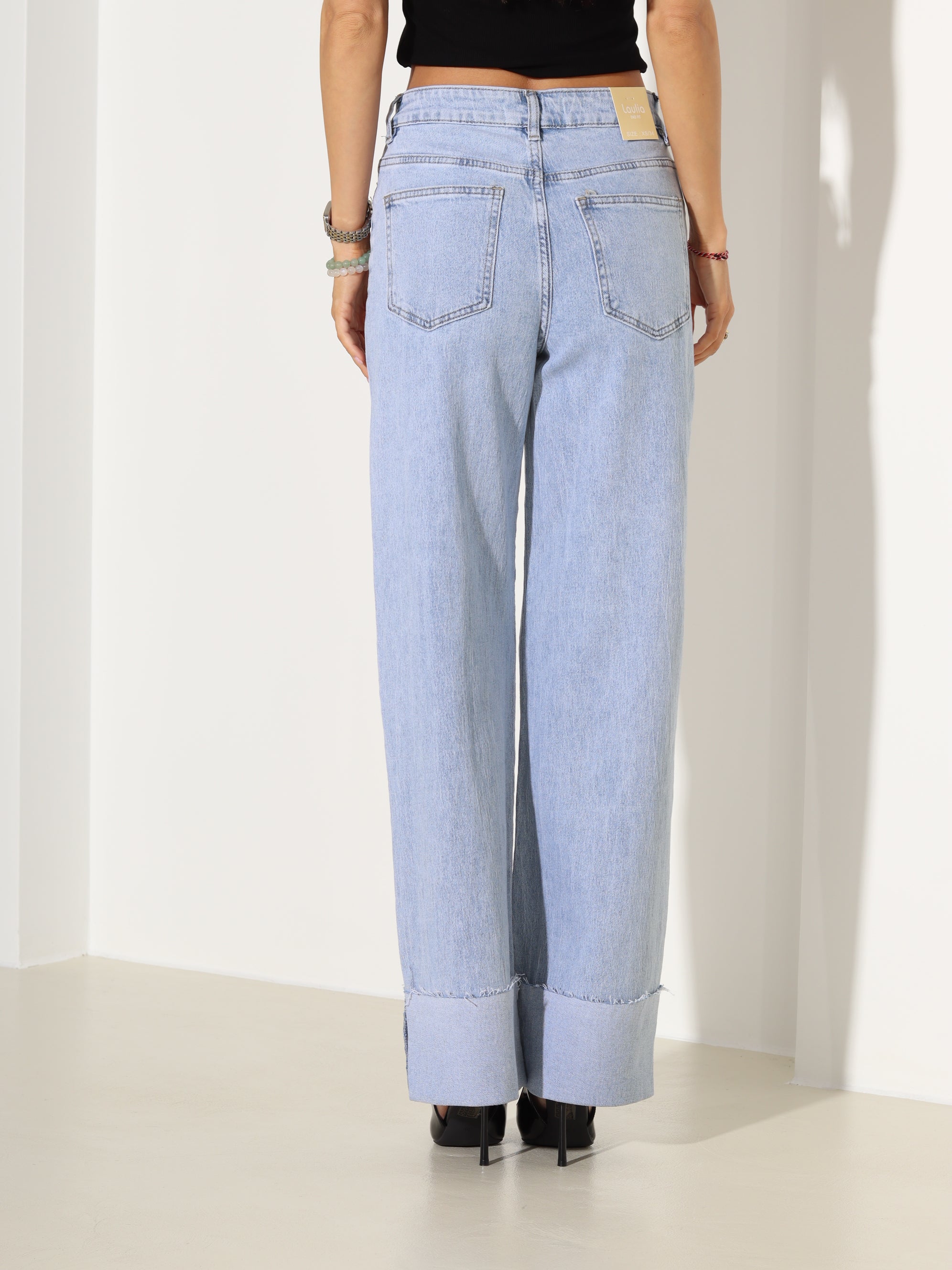 Gaiši zilas "Laulia" džinsa bikses "Dad fit" - 18357