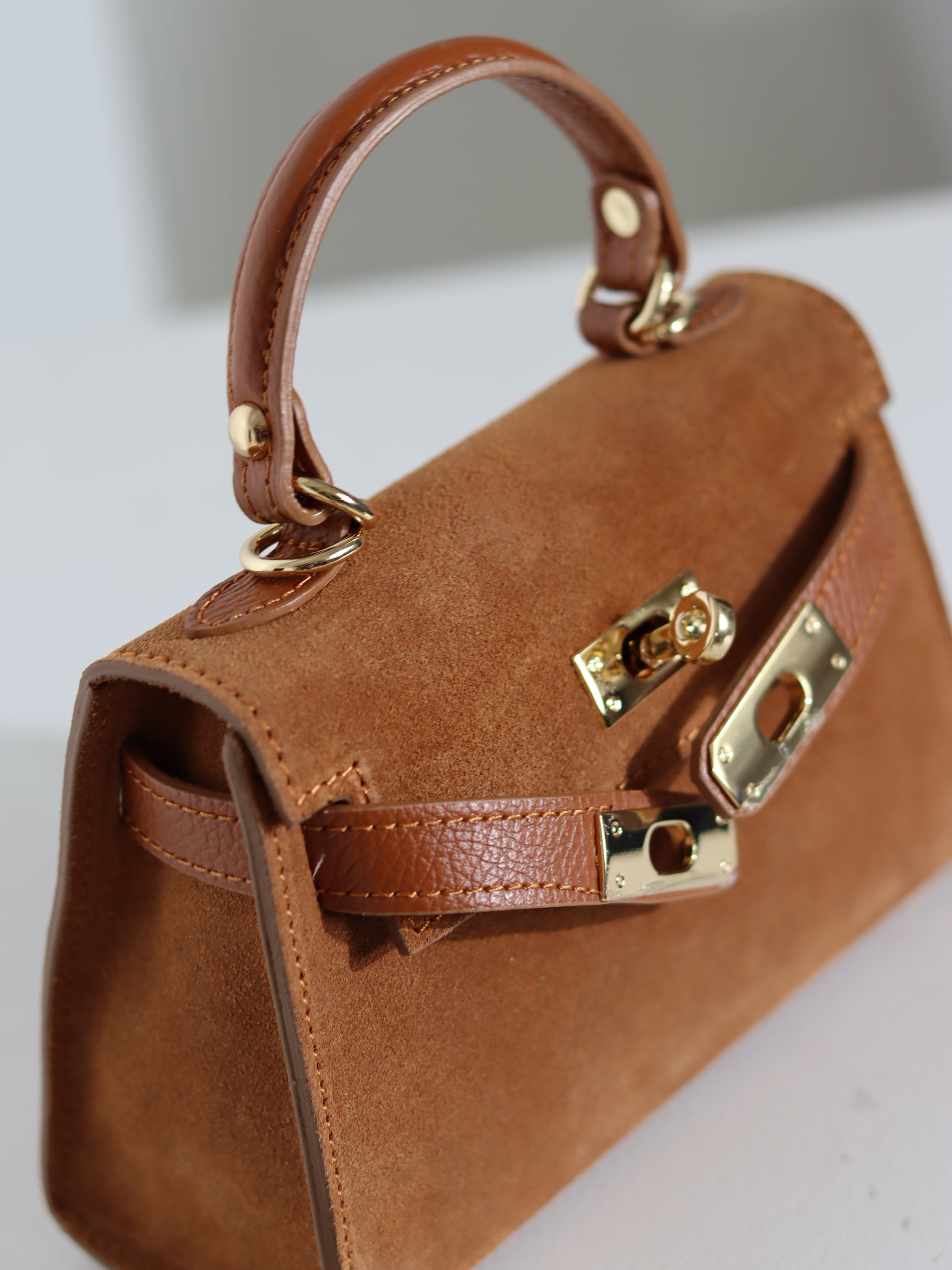 Camel/brūna , zamšādas soma "Mini klasika" - 16932