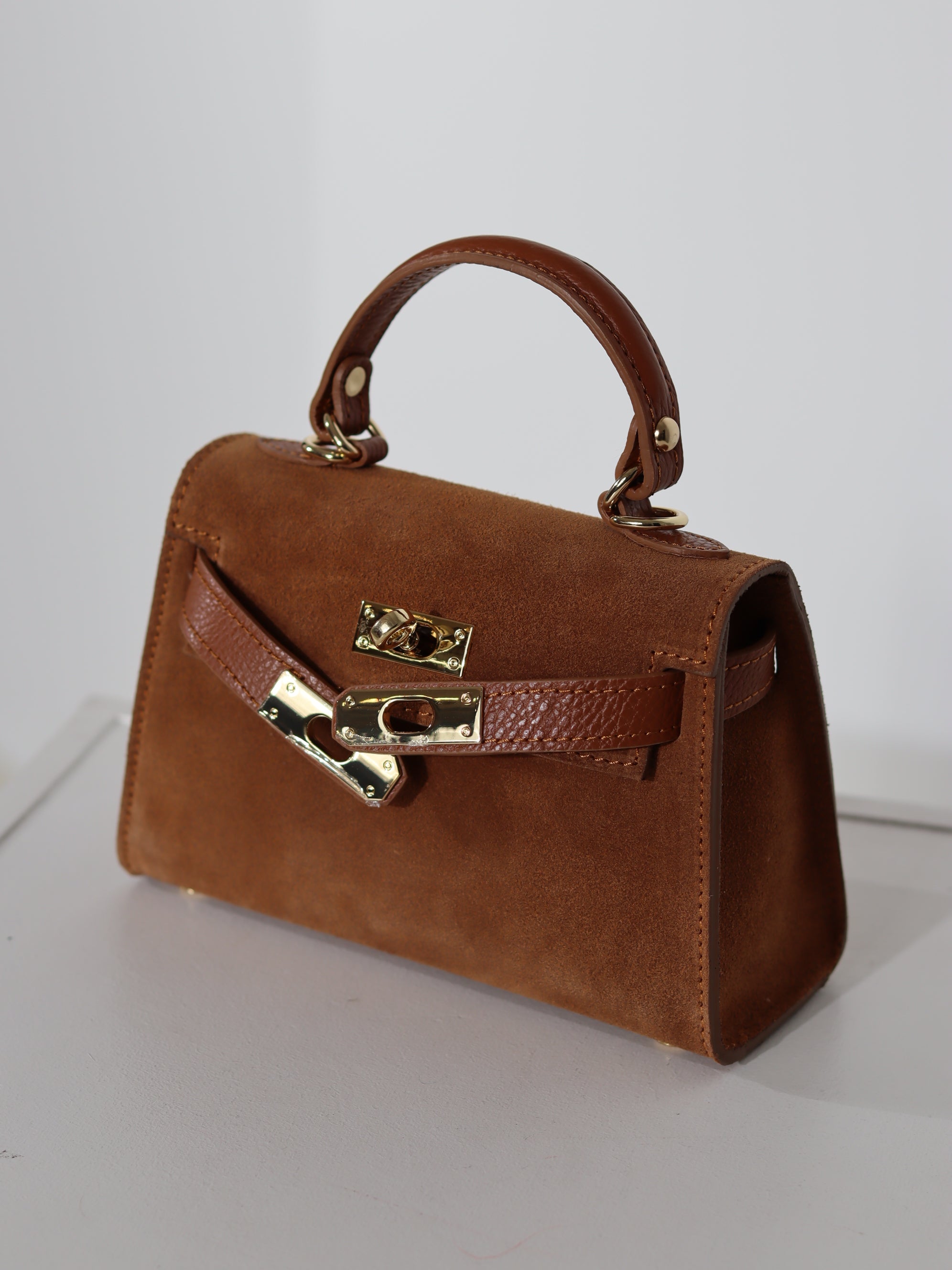 Camel/brūna , zamšādas soma "Mini klasika" - 16932