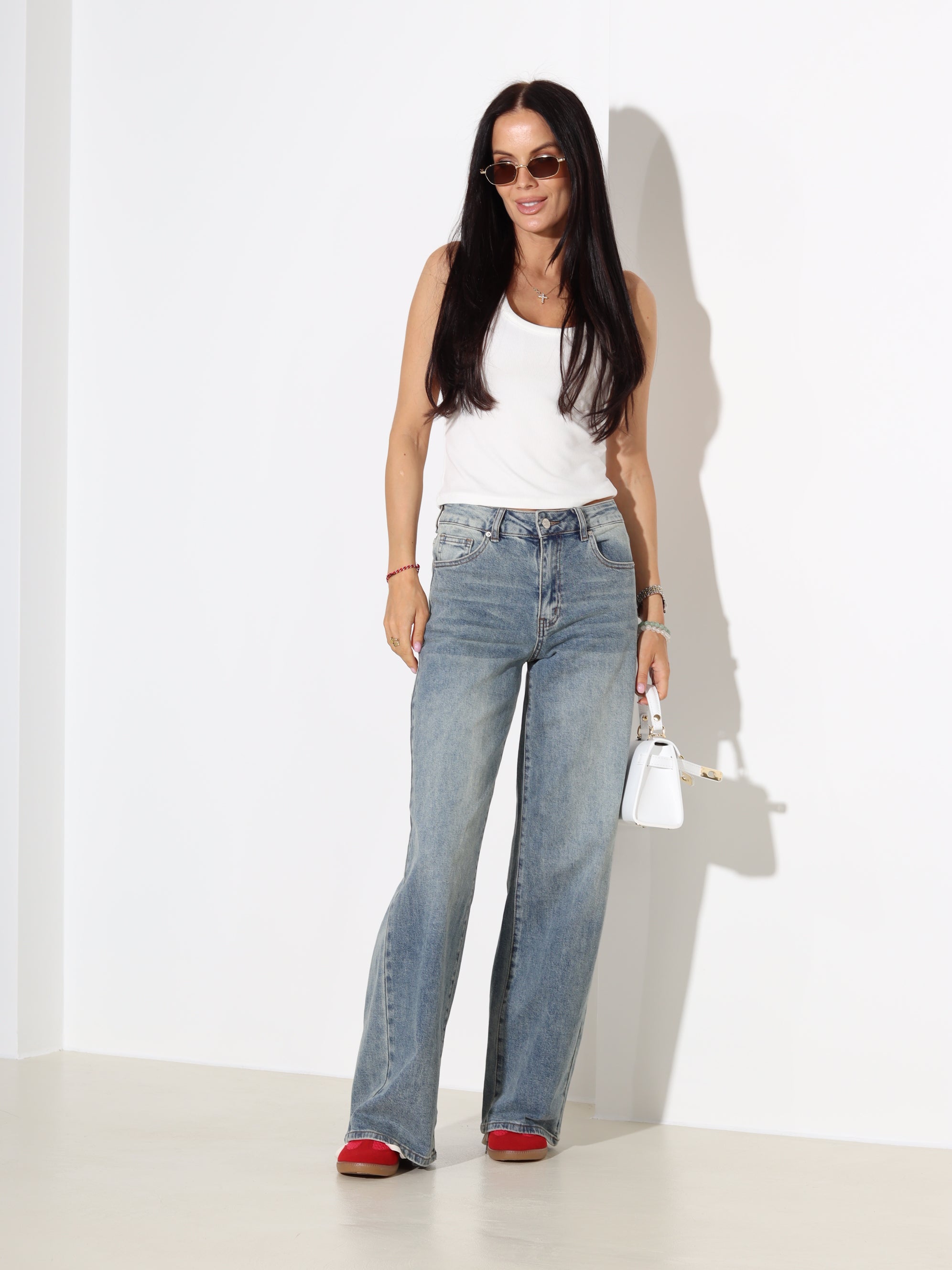 Zilganzaļas "Laulia" džinsa bikses "Premium" - 18361