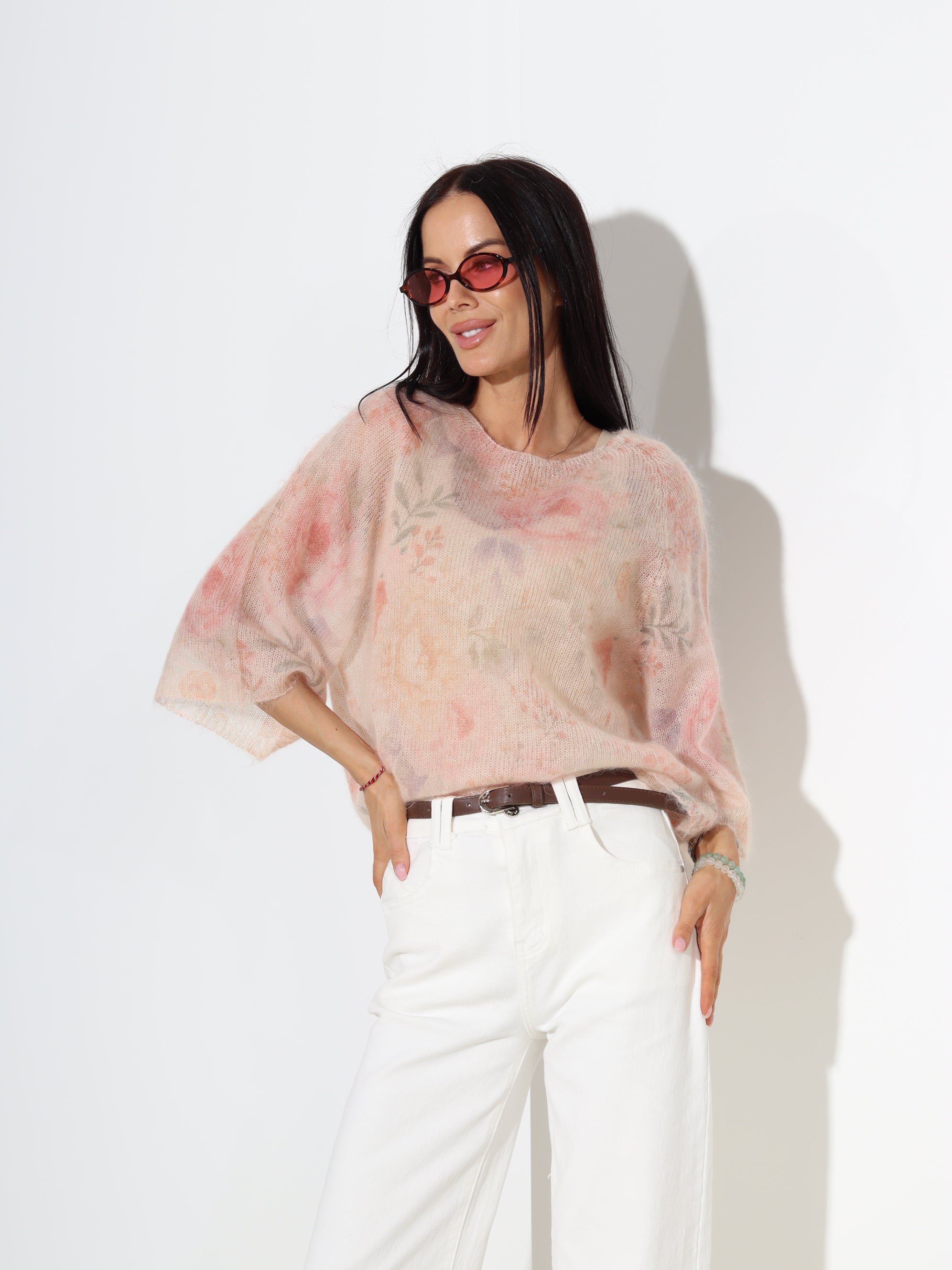 Oranžs mohēras džemperis 'Peonija' - 18645