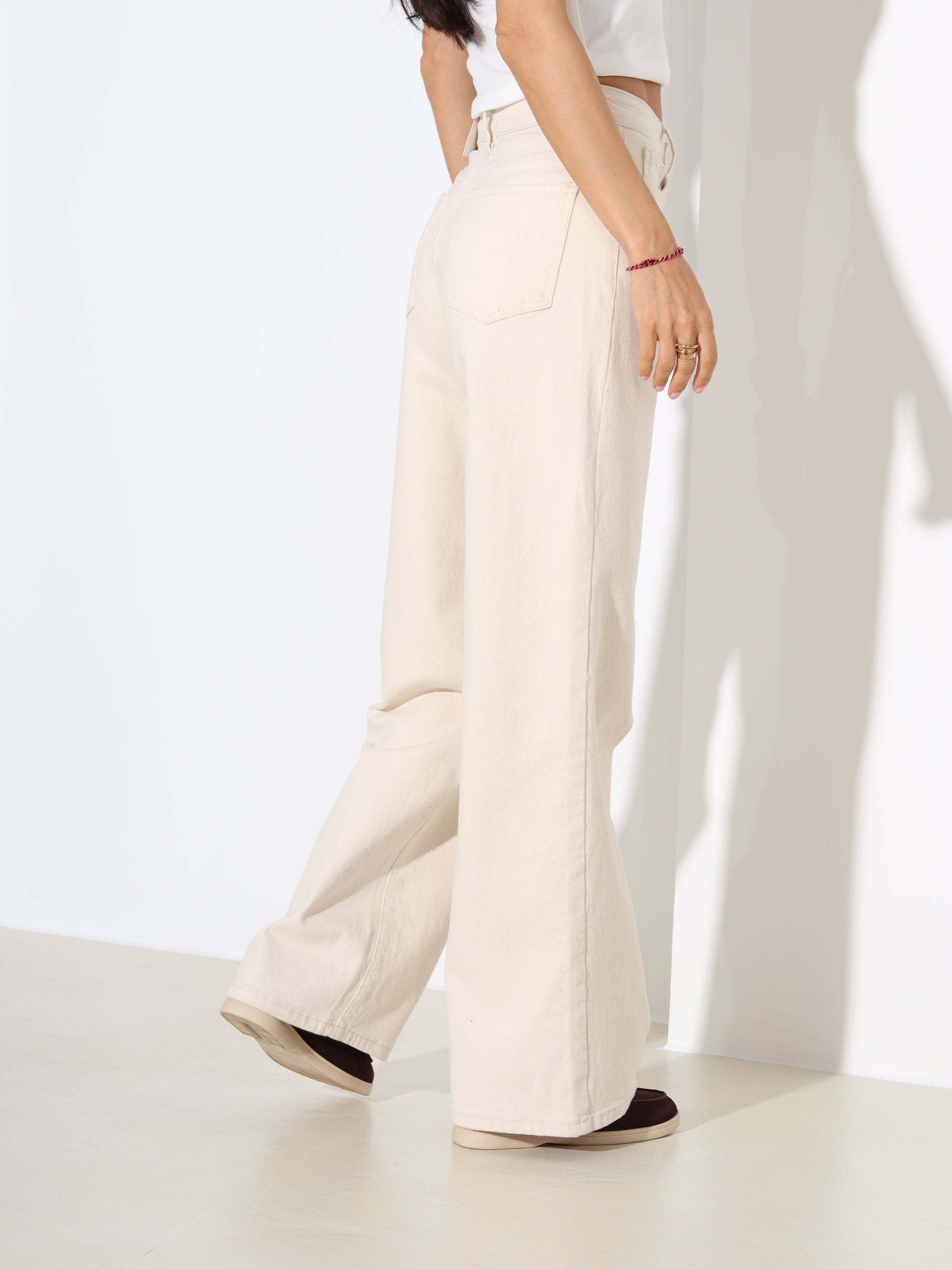 Bēšas "Laulia" džinsa bikses "Dad fit" - 18371