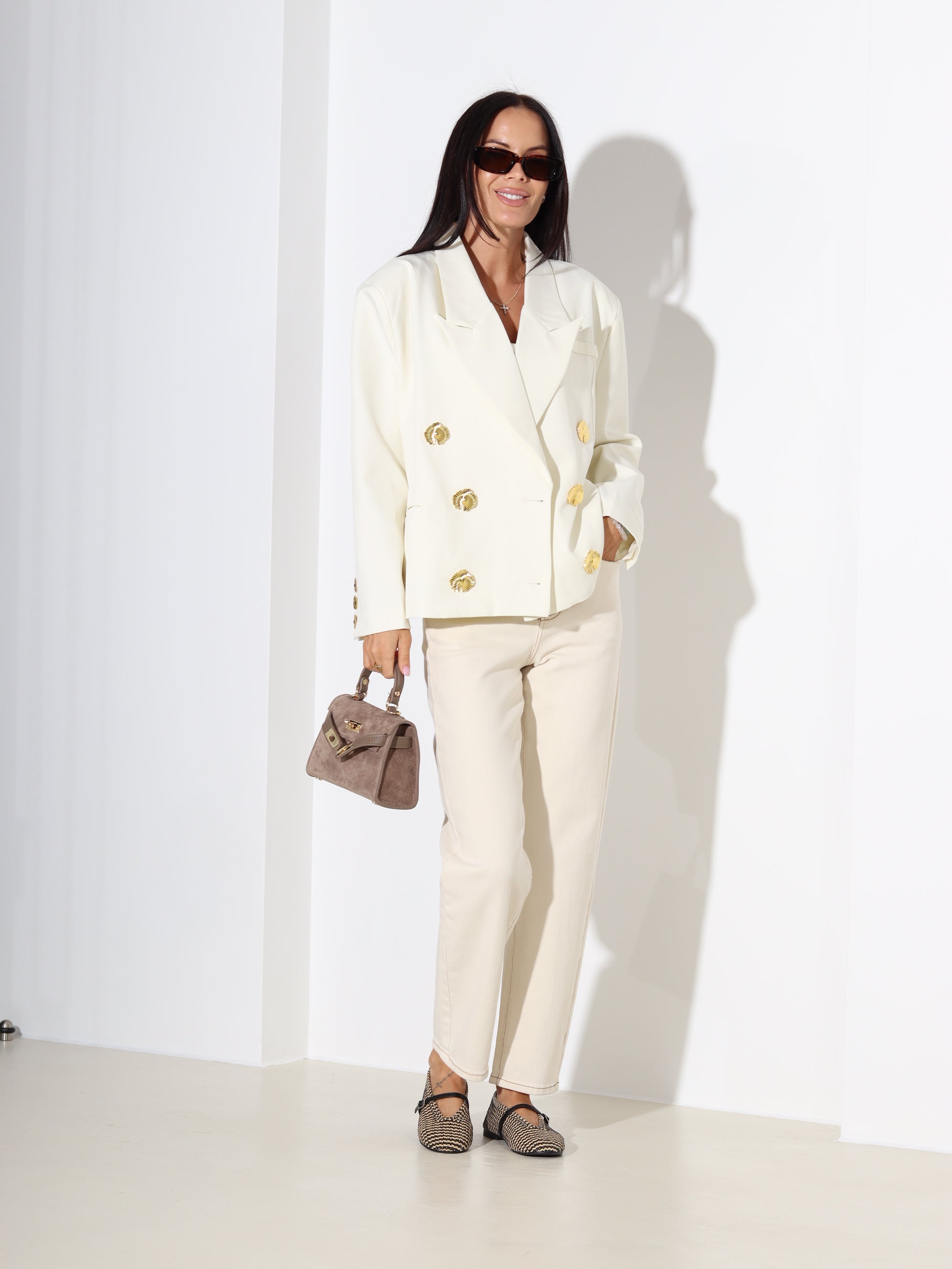 Bēšas "Mom fit" džinsa püksid, Laulia - 18169