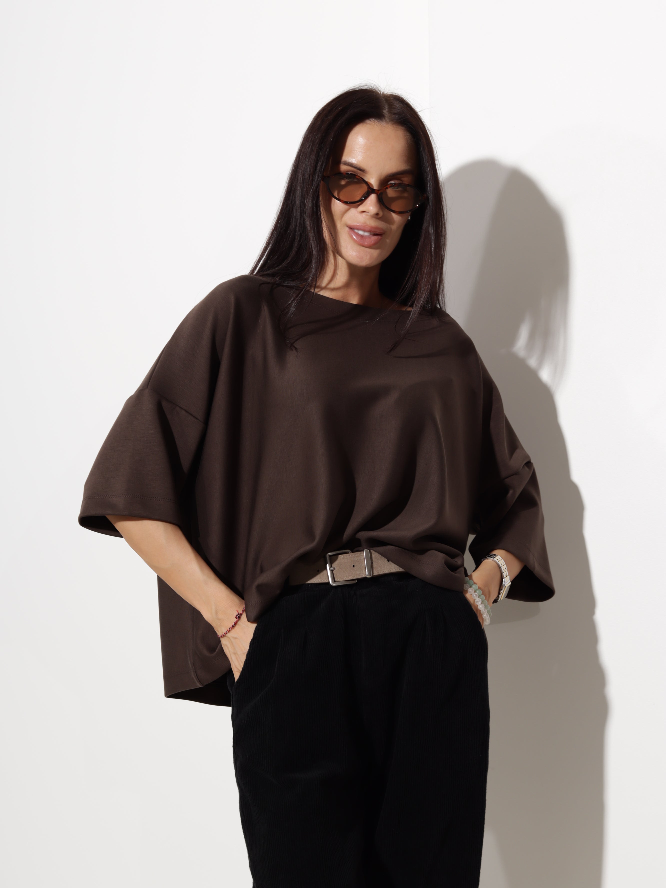 Brūns oversize tipa tops- 20612