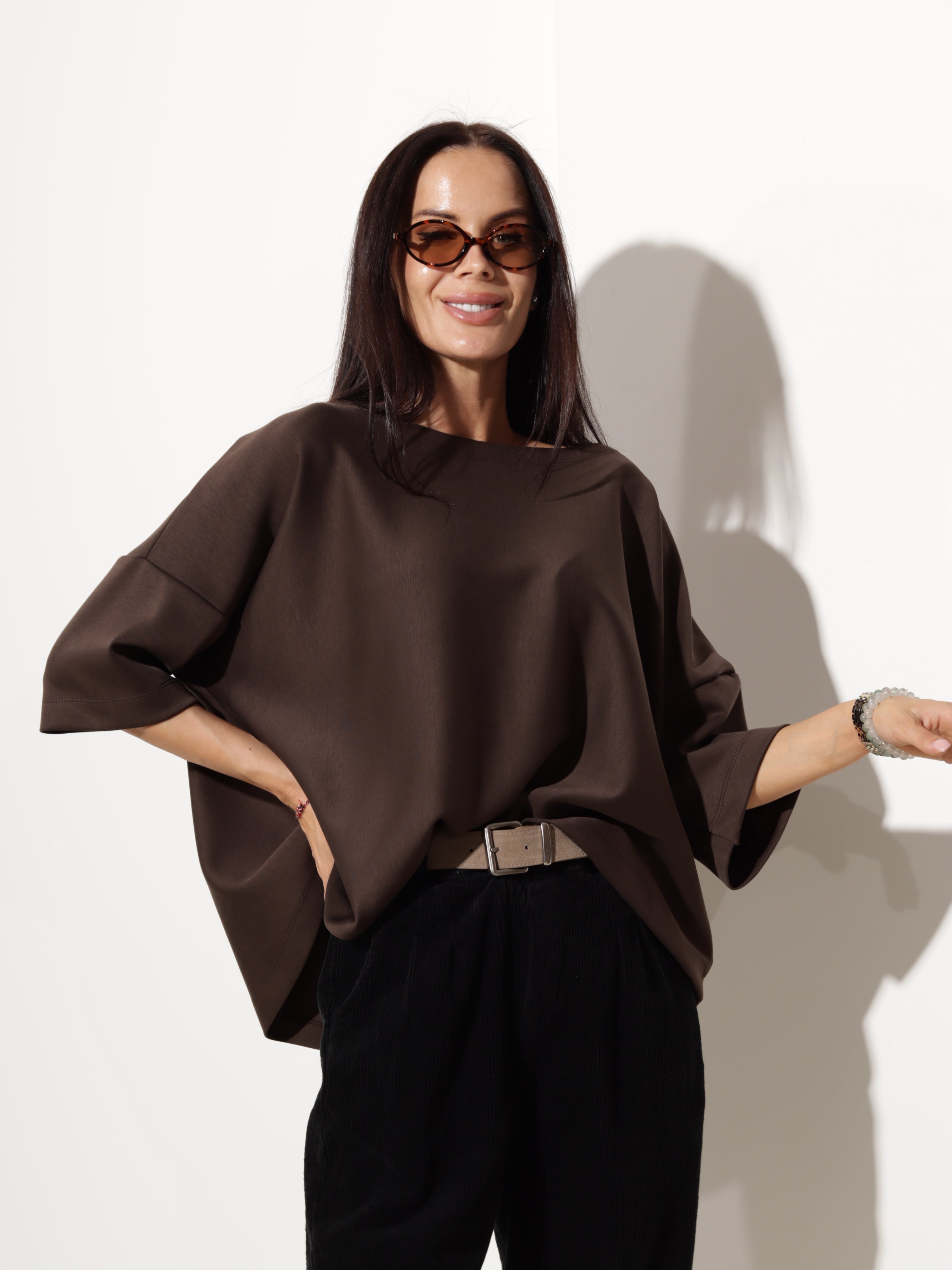 Brūns oversize tipa tops- 20612