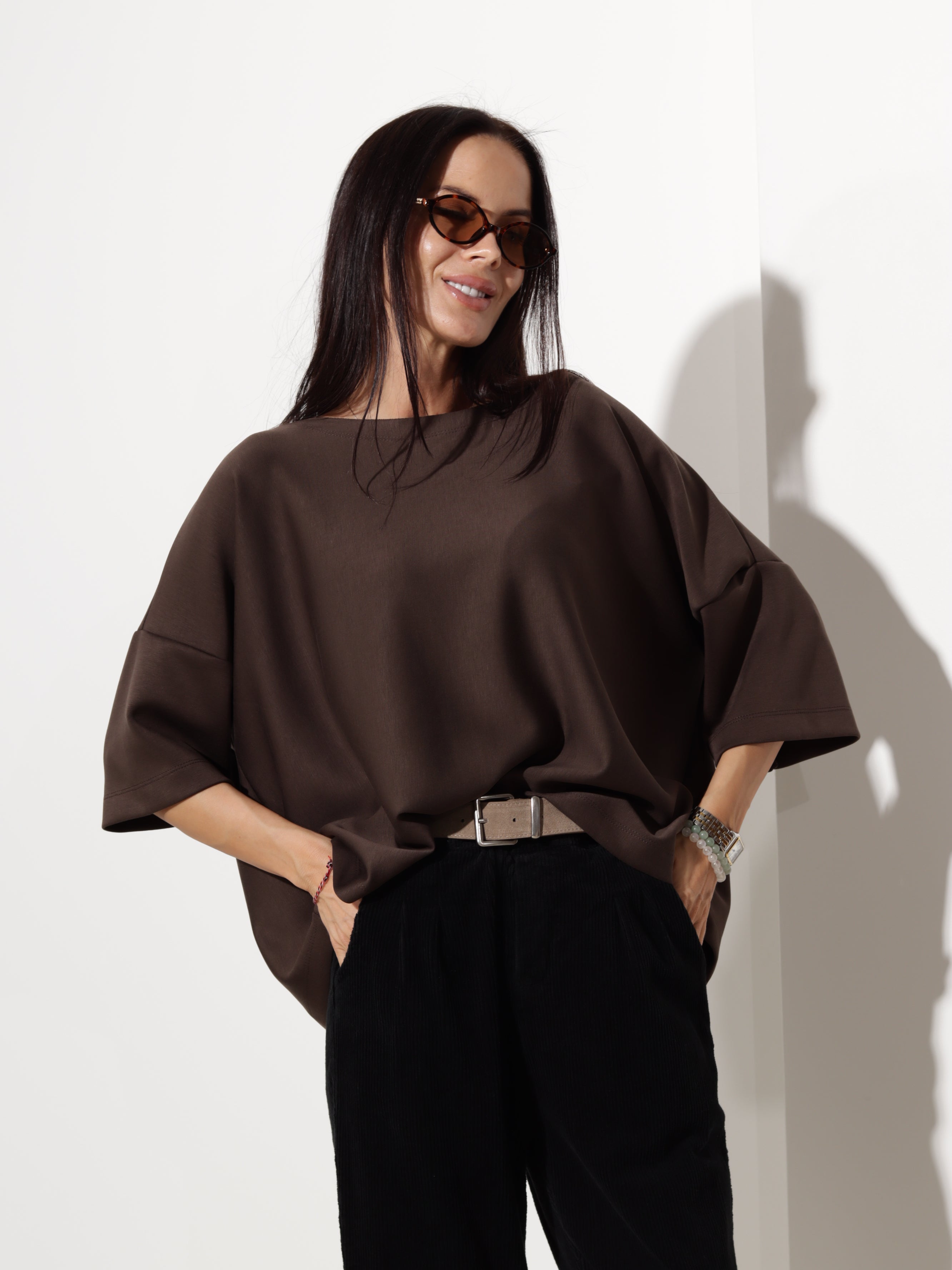 Brūns oversize tipa tops- 20612