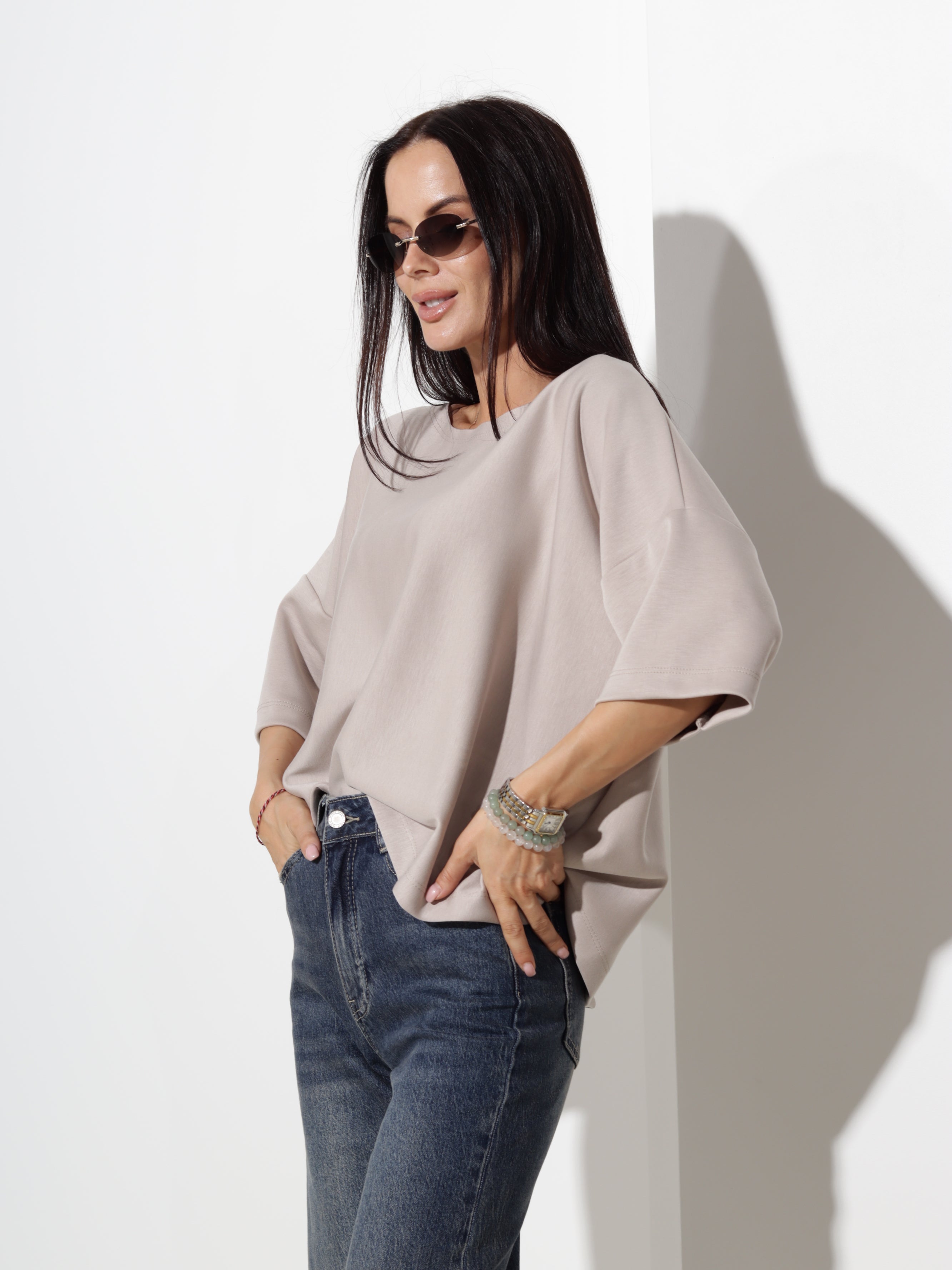 Taupe oversize tipa tops- 20608