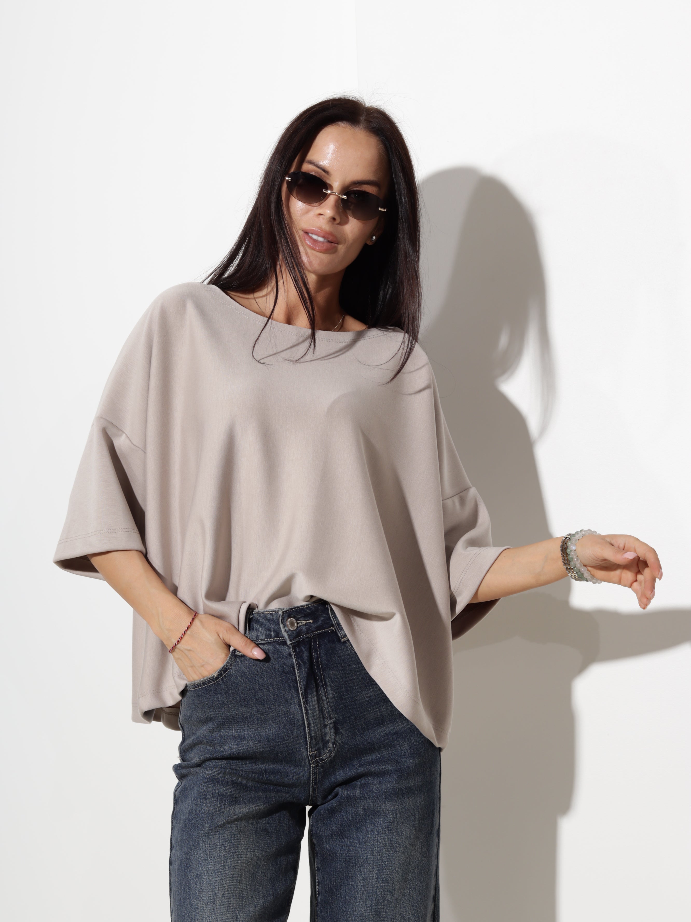 Taupe oversize tipa tops- 20608