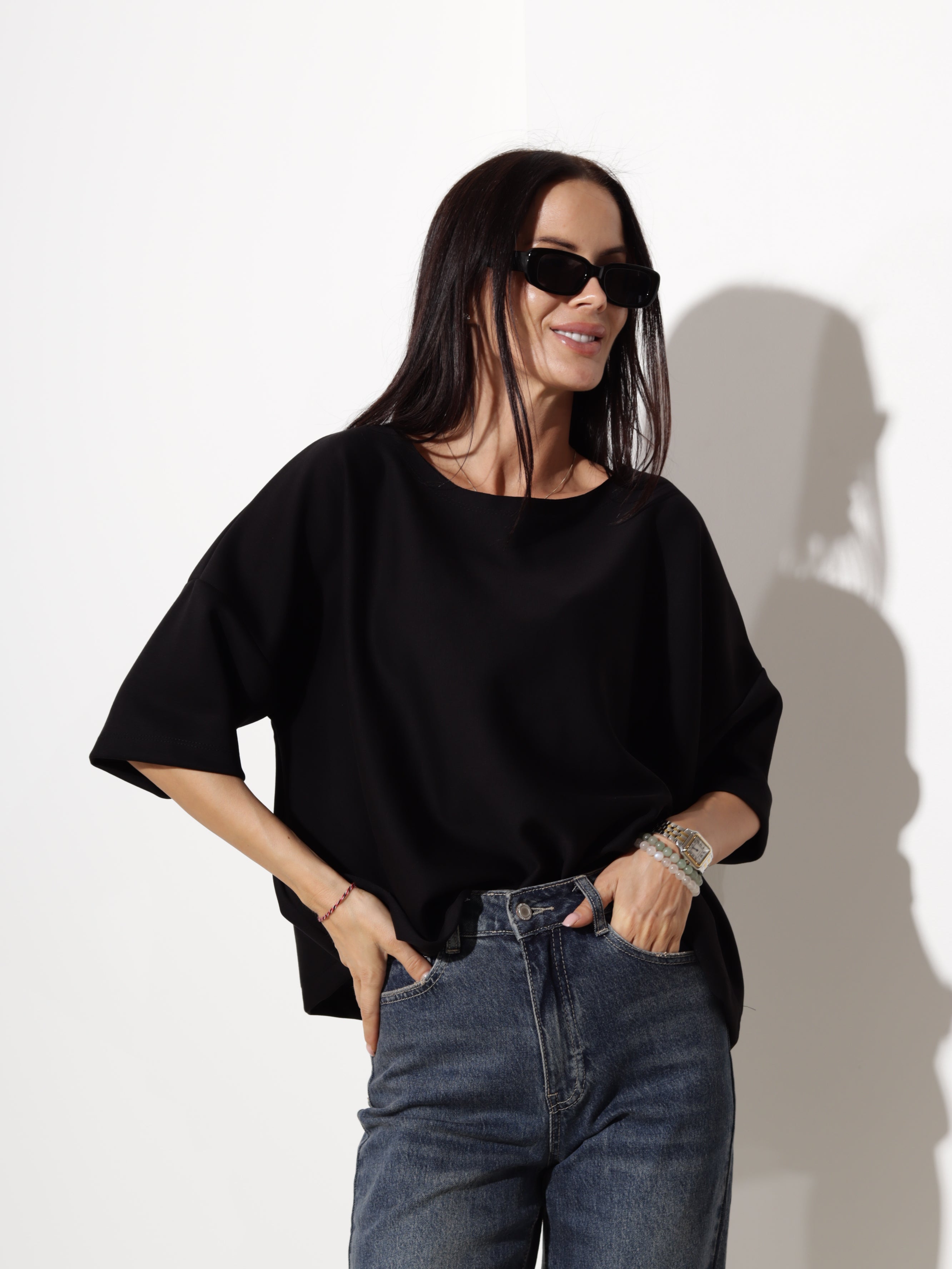 Melns oversize tipa tops- 20611