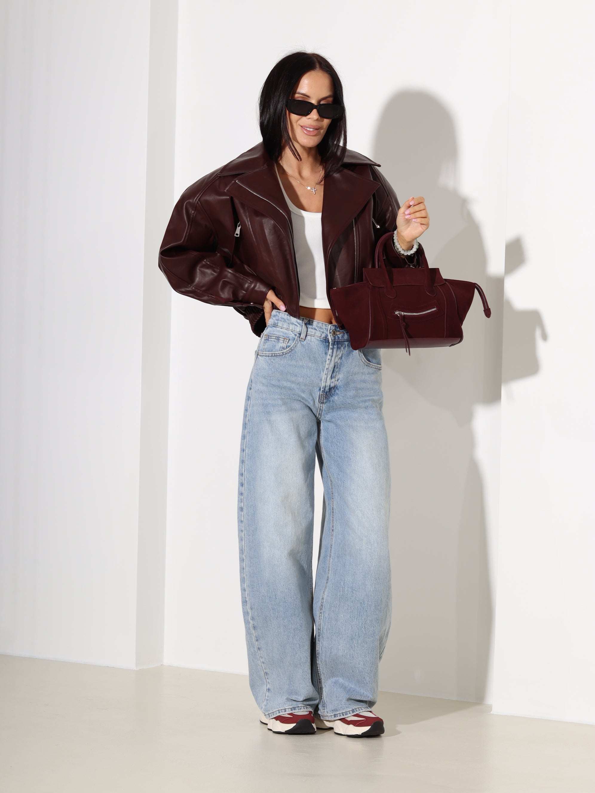 Bordo eco ādas virsjaka/bomberjaka - 18381