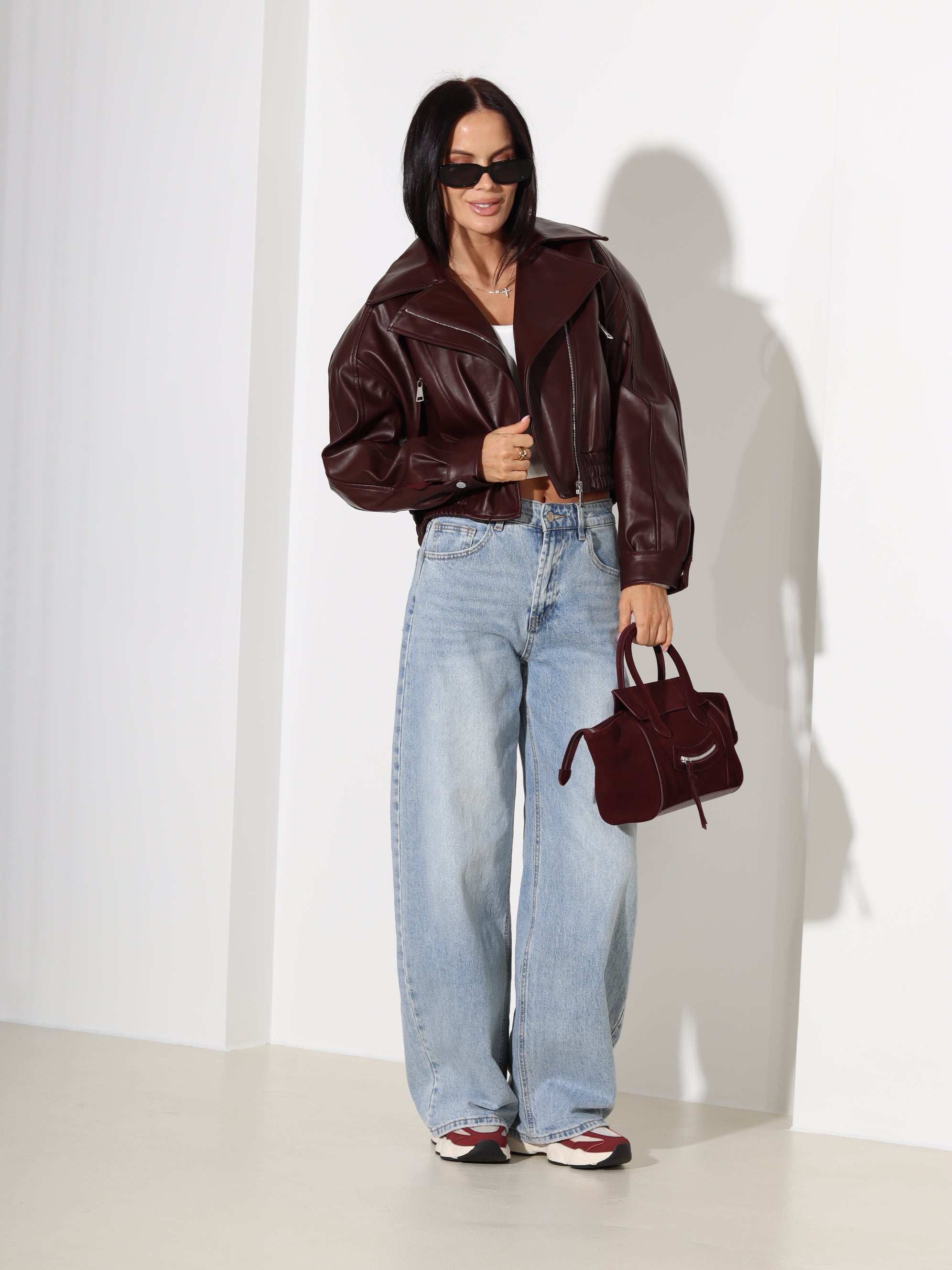 Bordo eco ādas virsjaka/bomberjaka - 18381