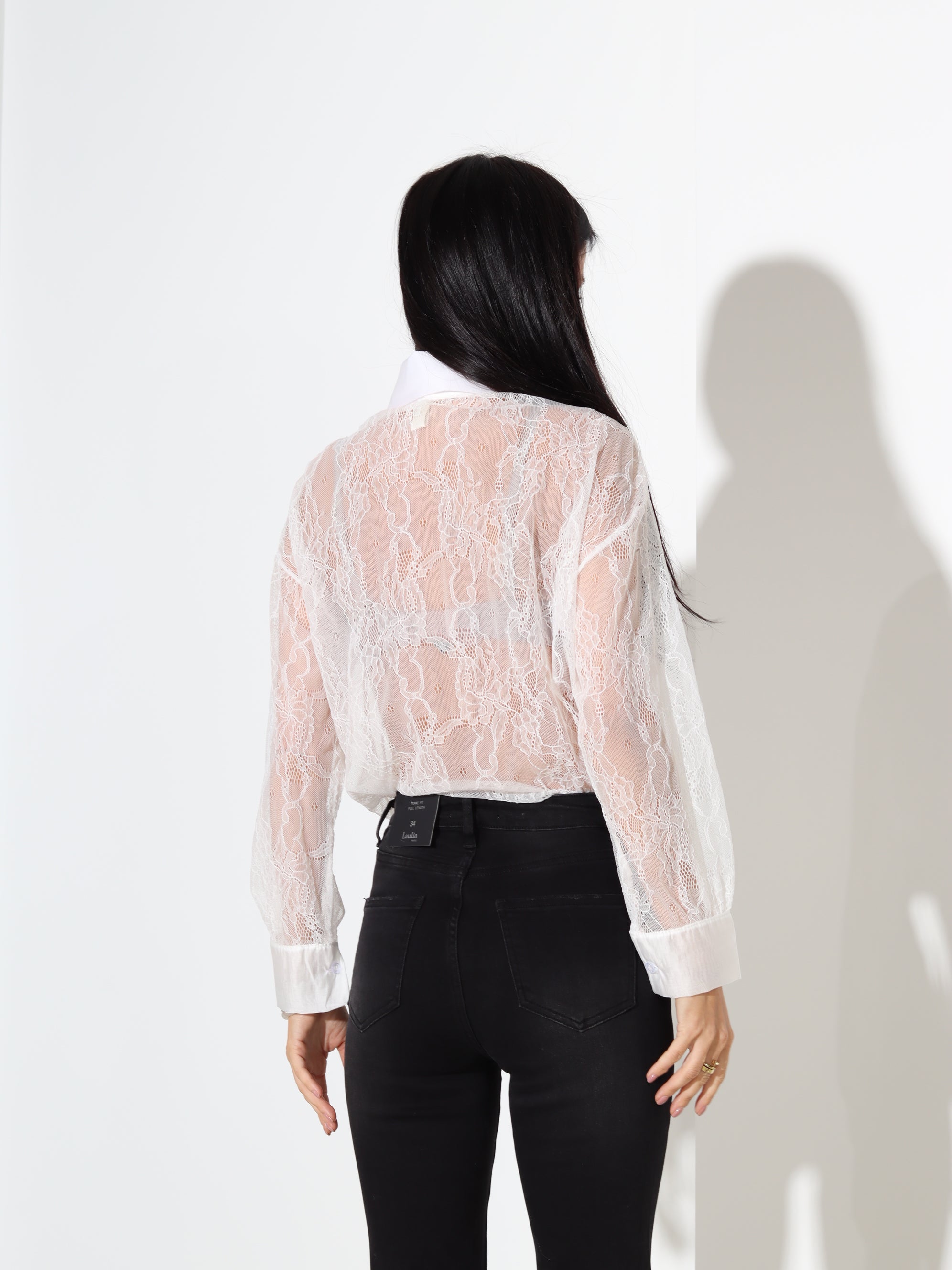 Balts mežģīņu pogājams krekls - 18145