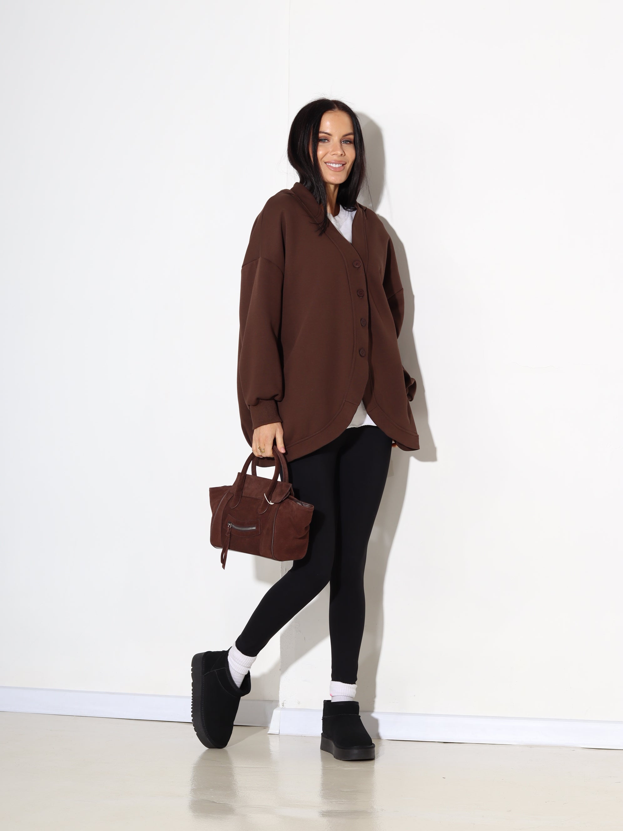 Brūna pogājama jaka ar kapuci - 17918. a