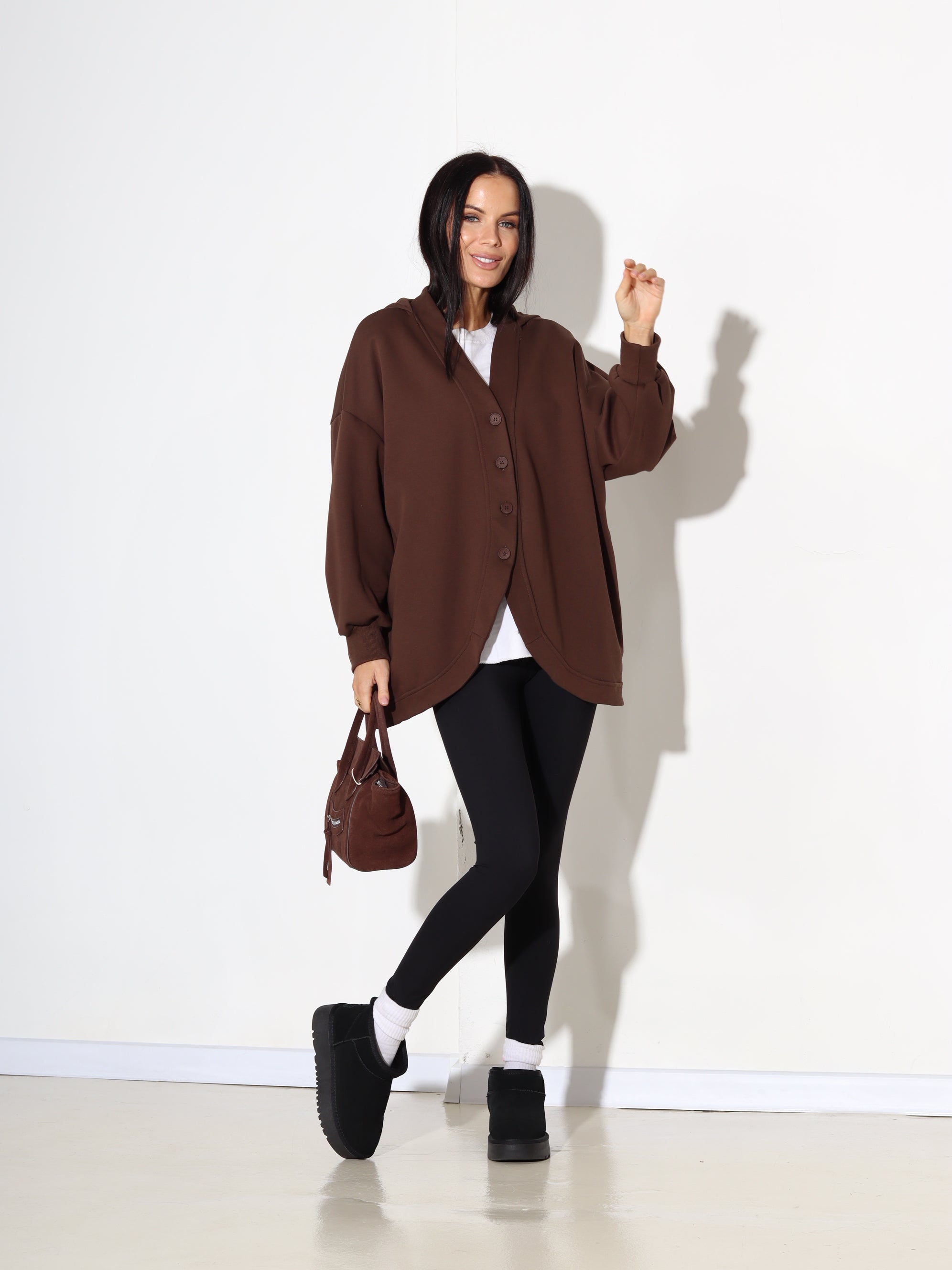 Brūna pogājama jaka ar kapuci - 17918. a