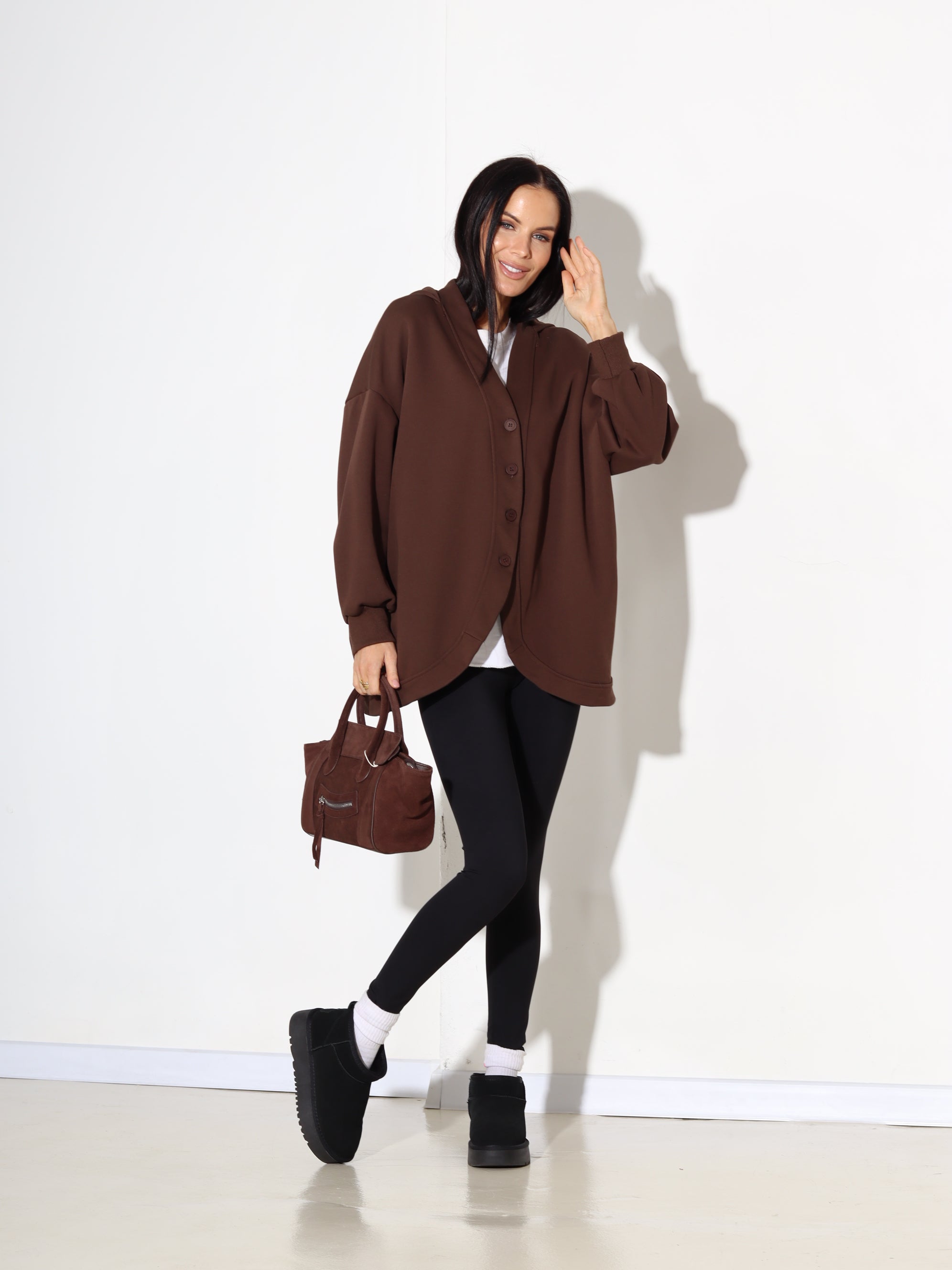 Brūna pogājama jaka ar kapuci - 17918. a