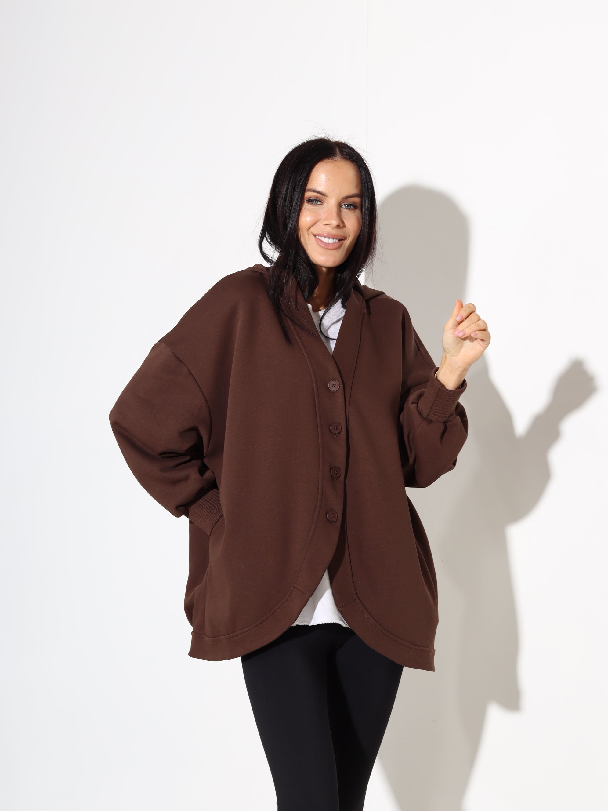 Brūna pogājama jaka ar kapuci - 17918. a