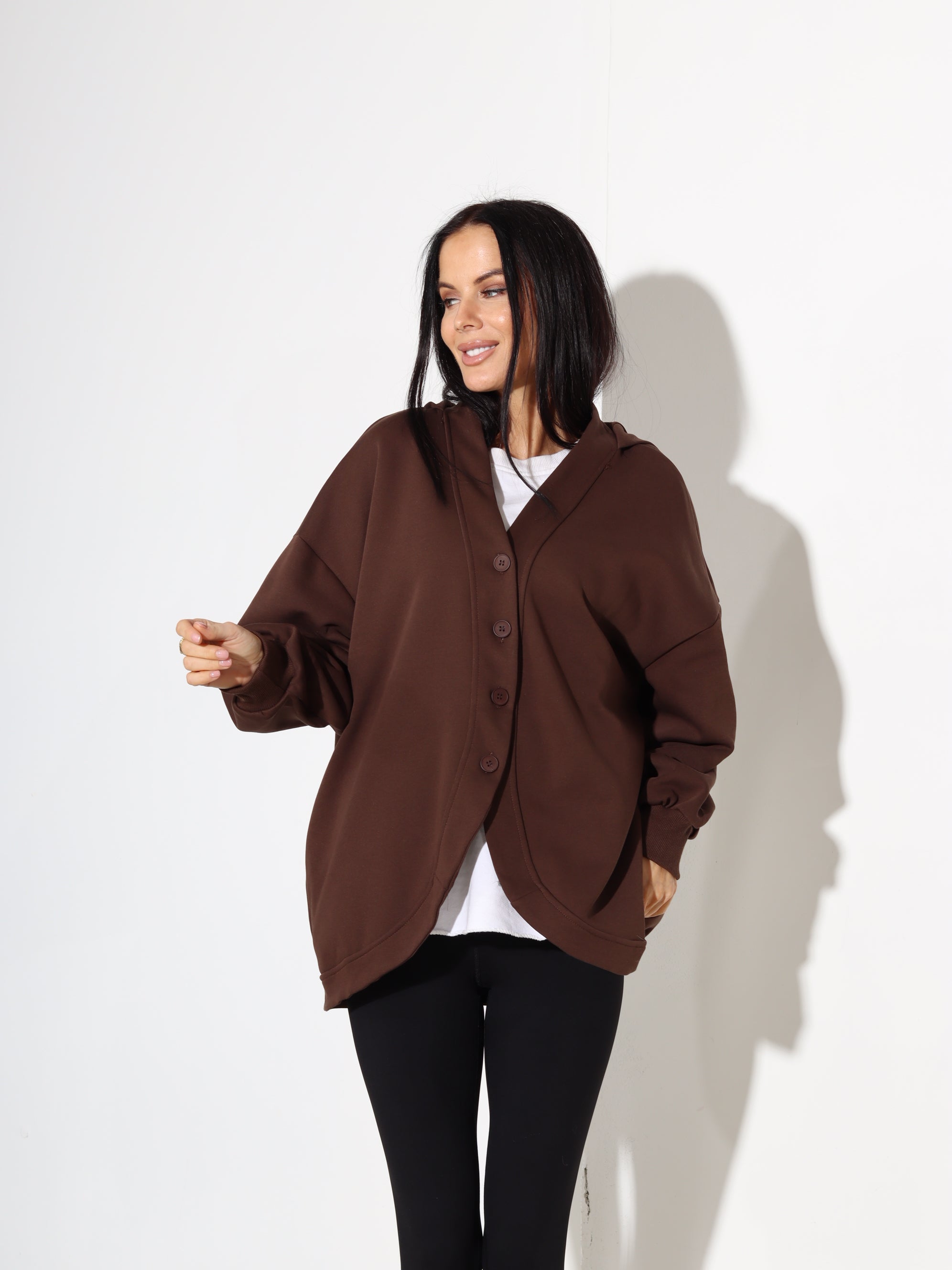 Brūna pogājama jaka ar kapuci - 17918. a