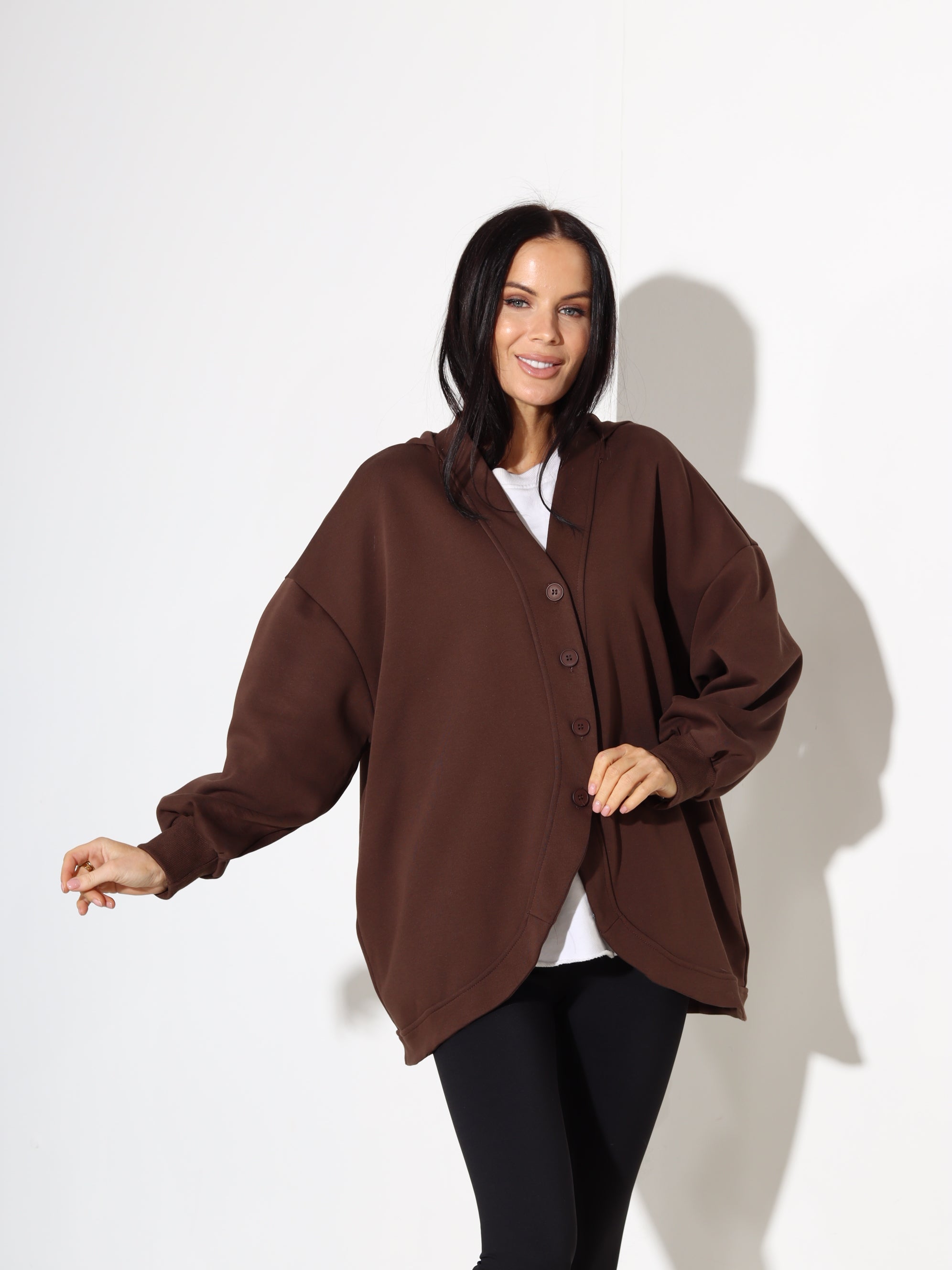 Brūna pogājama jaka ar kapuci - 17918. a