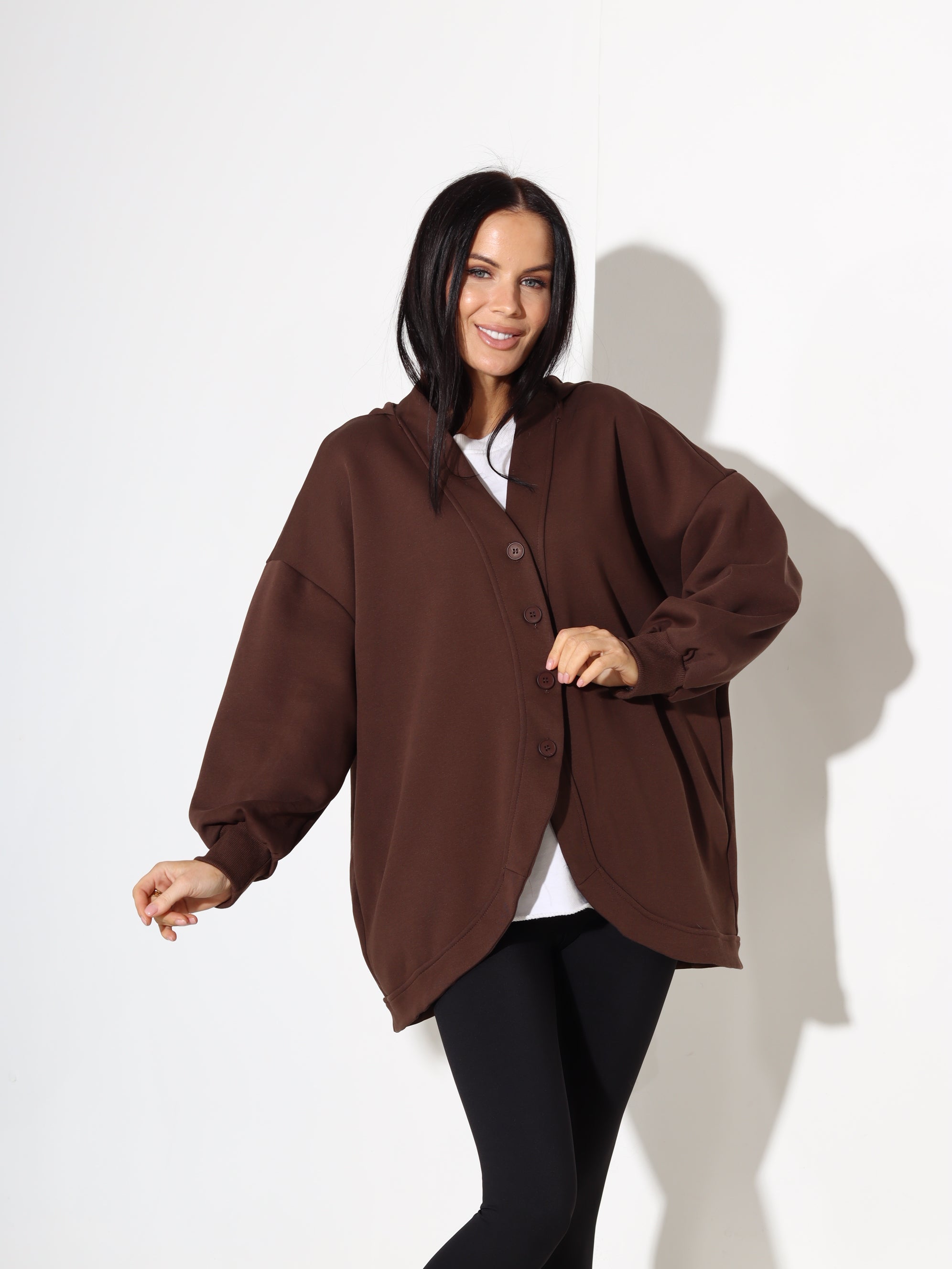 Brūna pogājama jaka ar kapuci - 17918. a